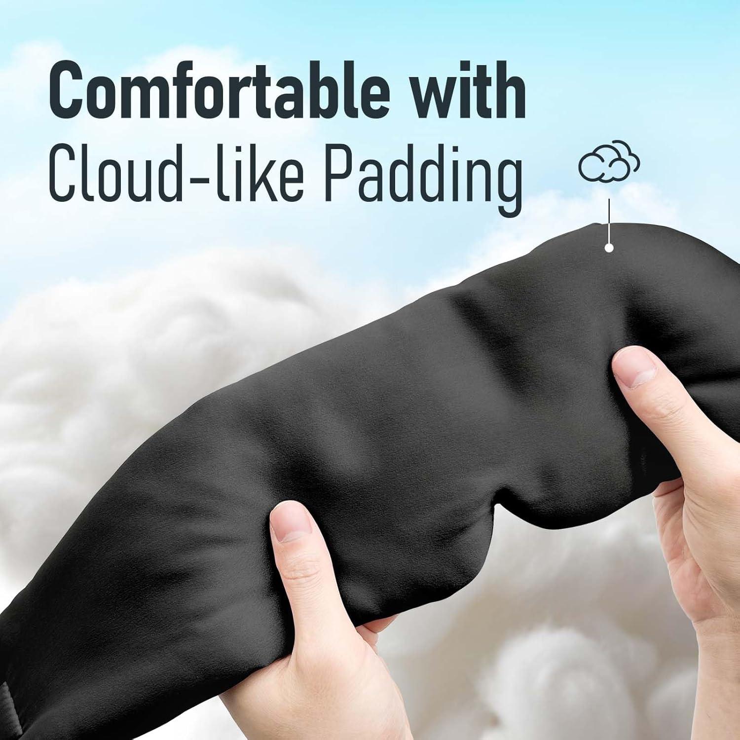 Máscara de Sueño de Seda Natural SOLZEK Ajustable Negro