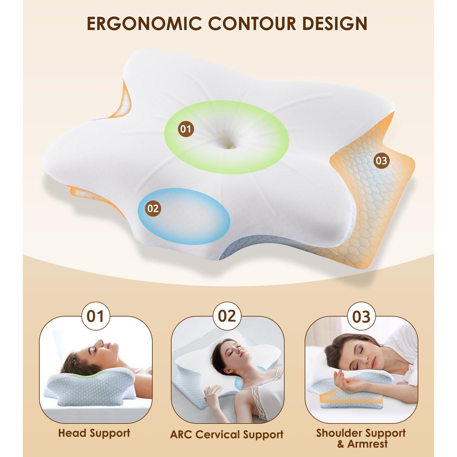 Almohada Cervical Ergonómica FAIORD Espuma de Memoria 54x40cm