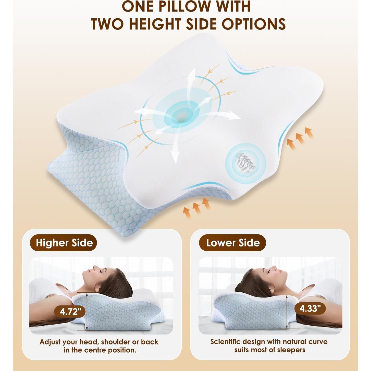 Almohada Cervical Ergonómica FAIORD Espuma de Memoria 54x40cm