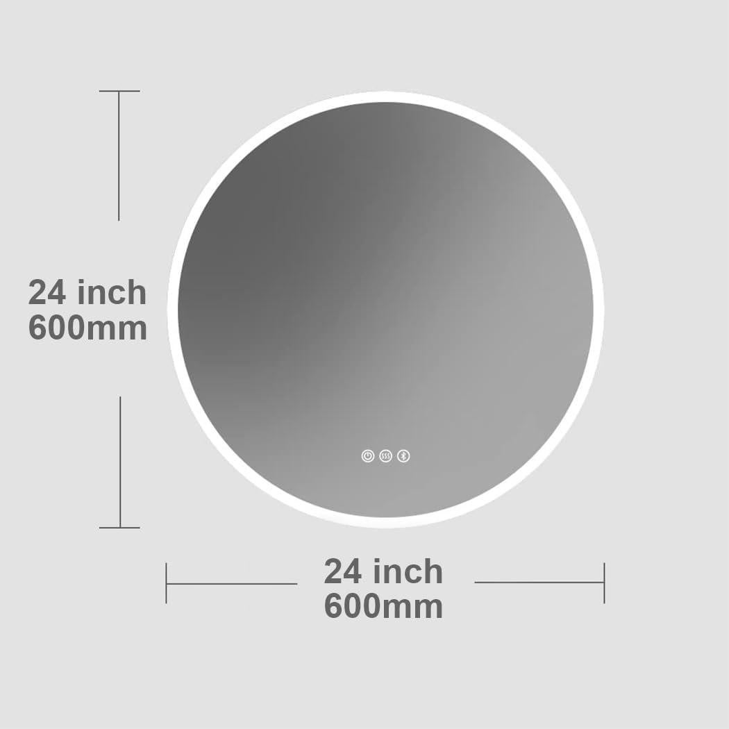 Espejo de Baño LED S'bagno 24" Redondo con Bluetooth y Anti-Niebla