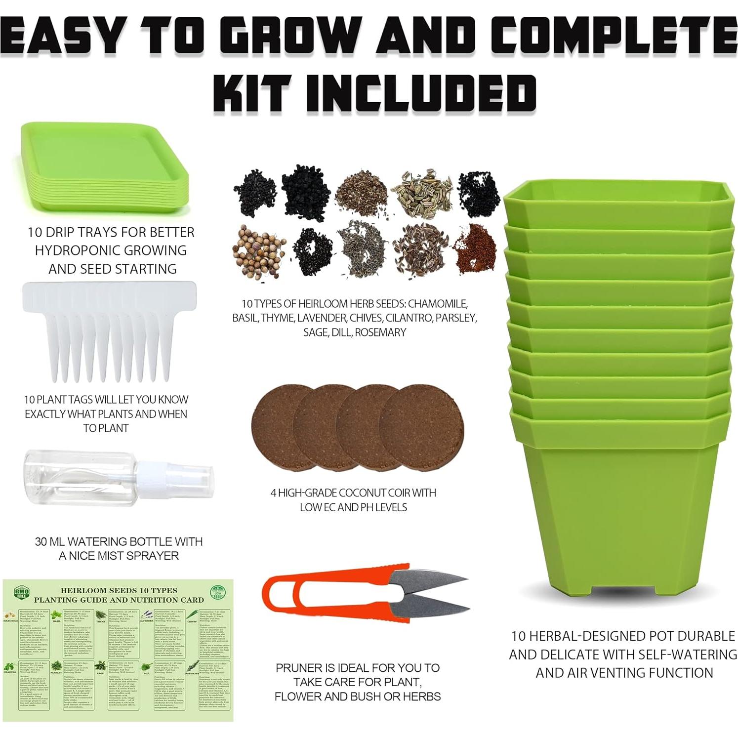 Kit de Jardín de 10 Semillas de Hierbas Meekear Verde