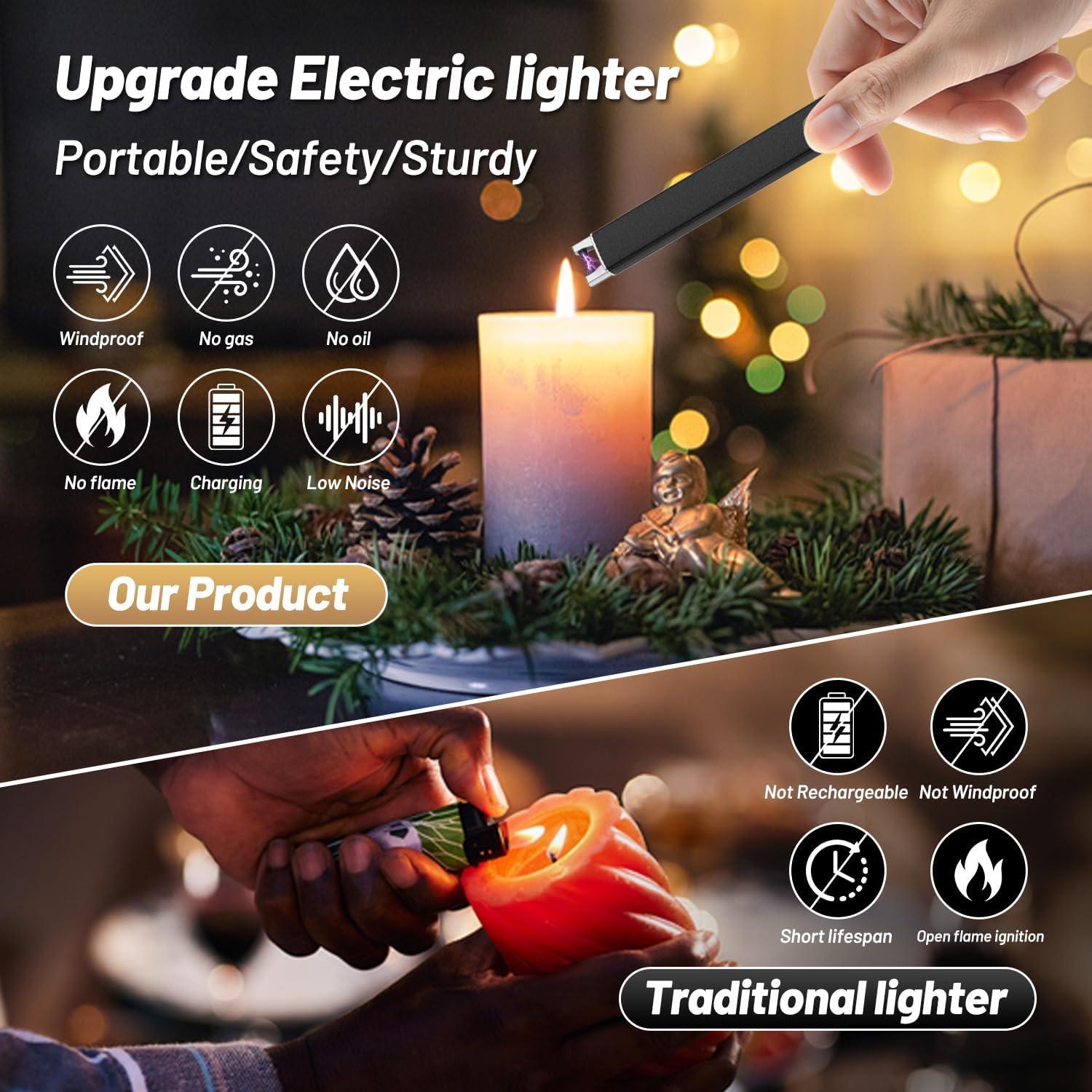 Encendedor eléctrico VEHHE a prueba de viento con LED - Negro