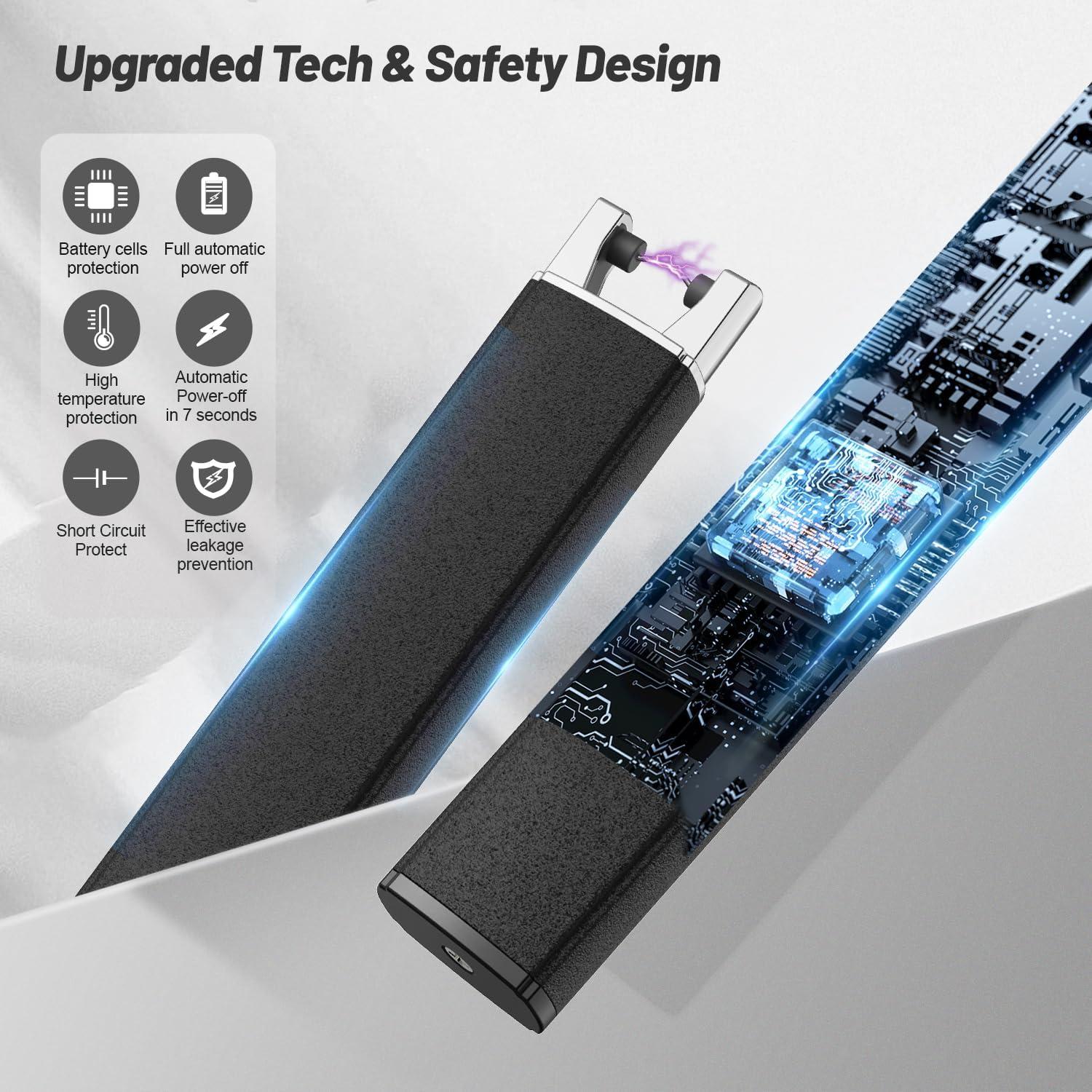 Encendedor eléctrico VEHHE a prueba de viento con LED - Negro