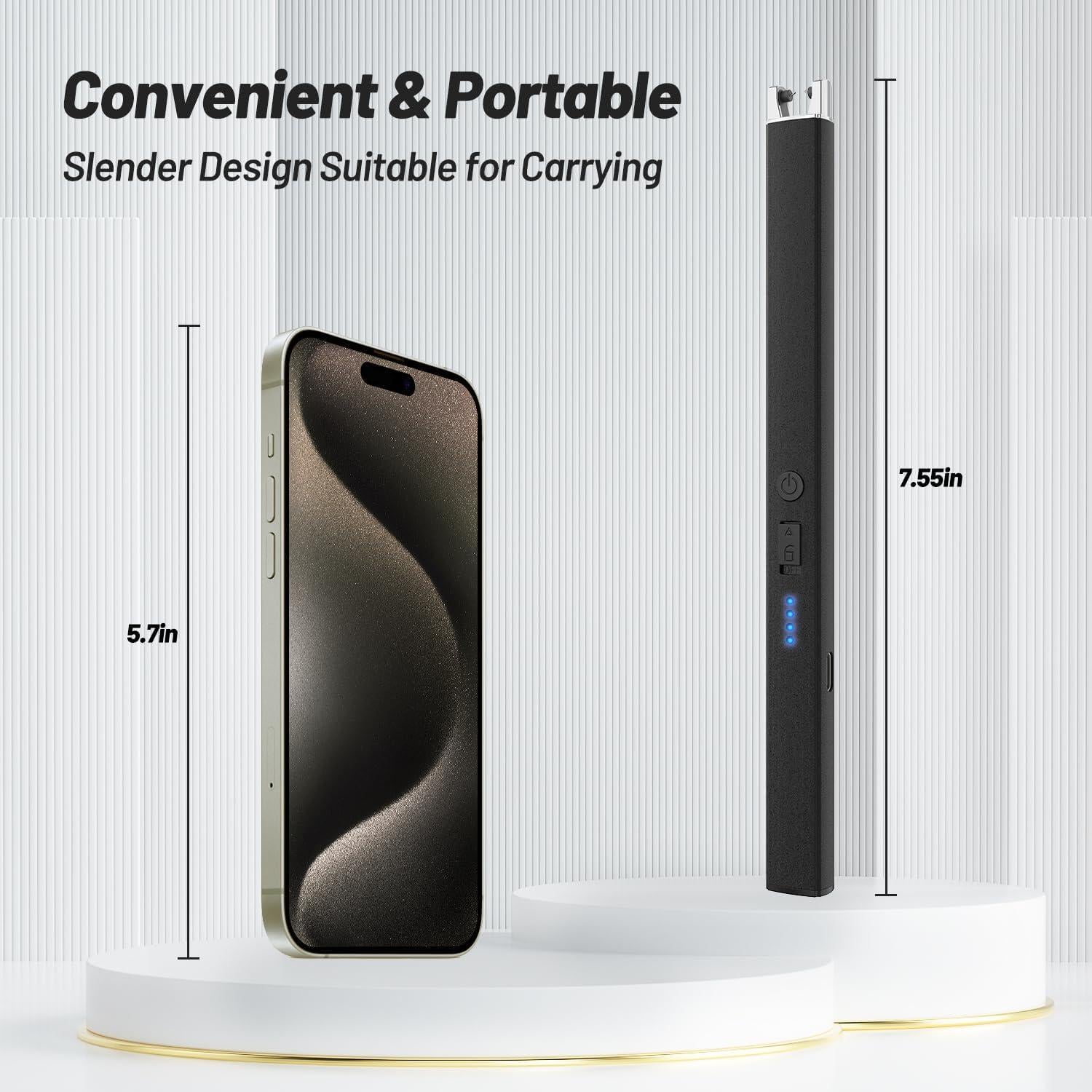 Encendedor eléctrico VEHHE a prueba de viento con LED - Negro