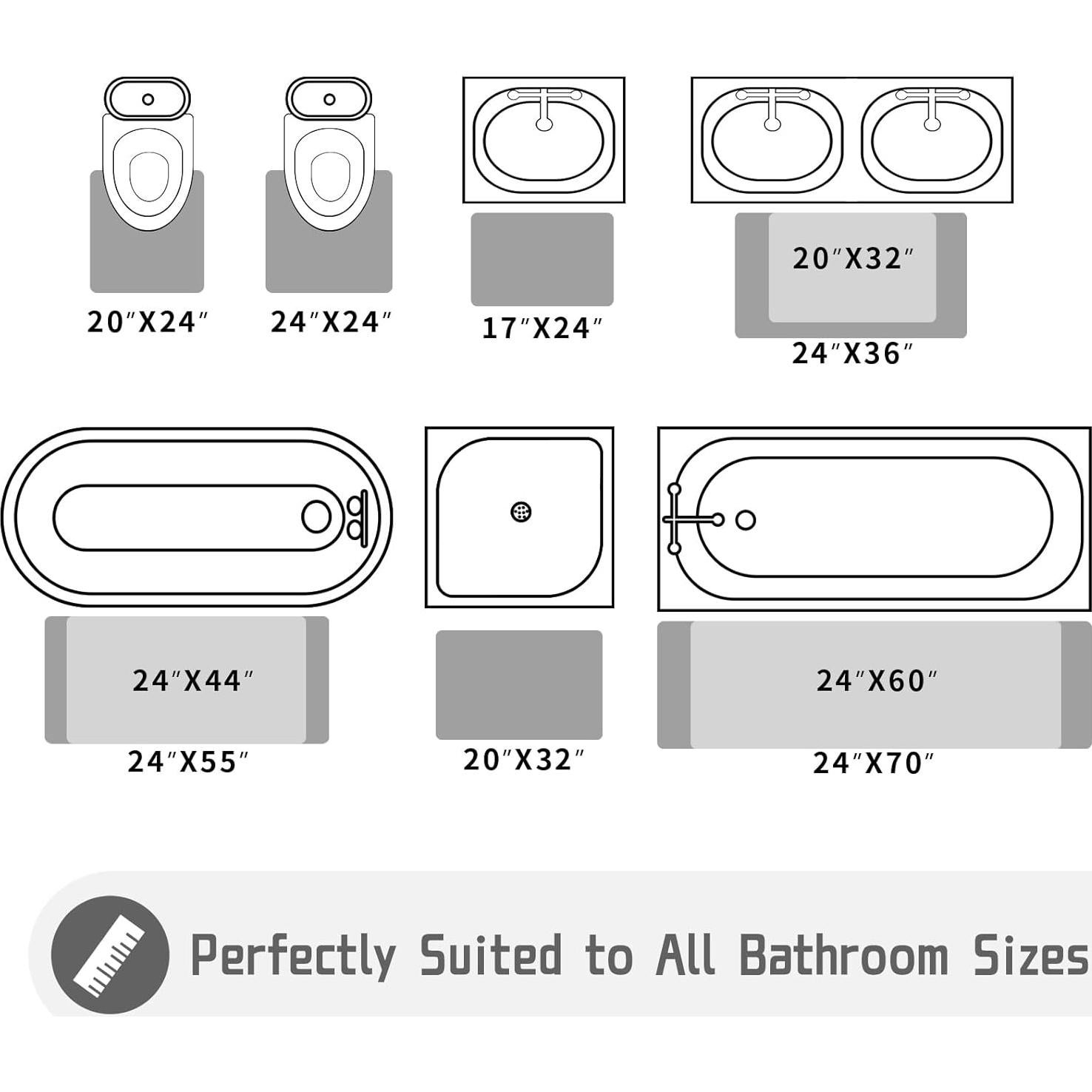 Alfombra de Baño Yimobra 61x43 cm Chenille Antideslizante Negra