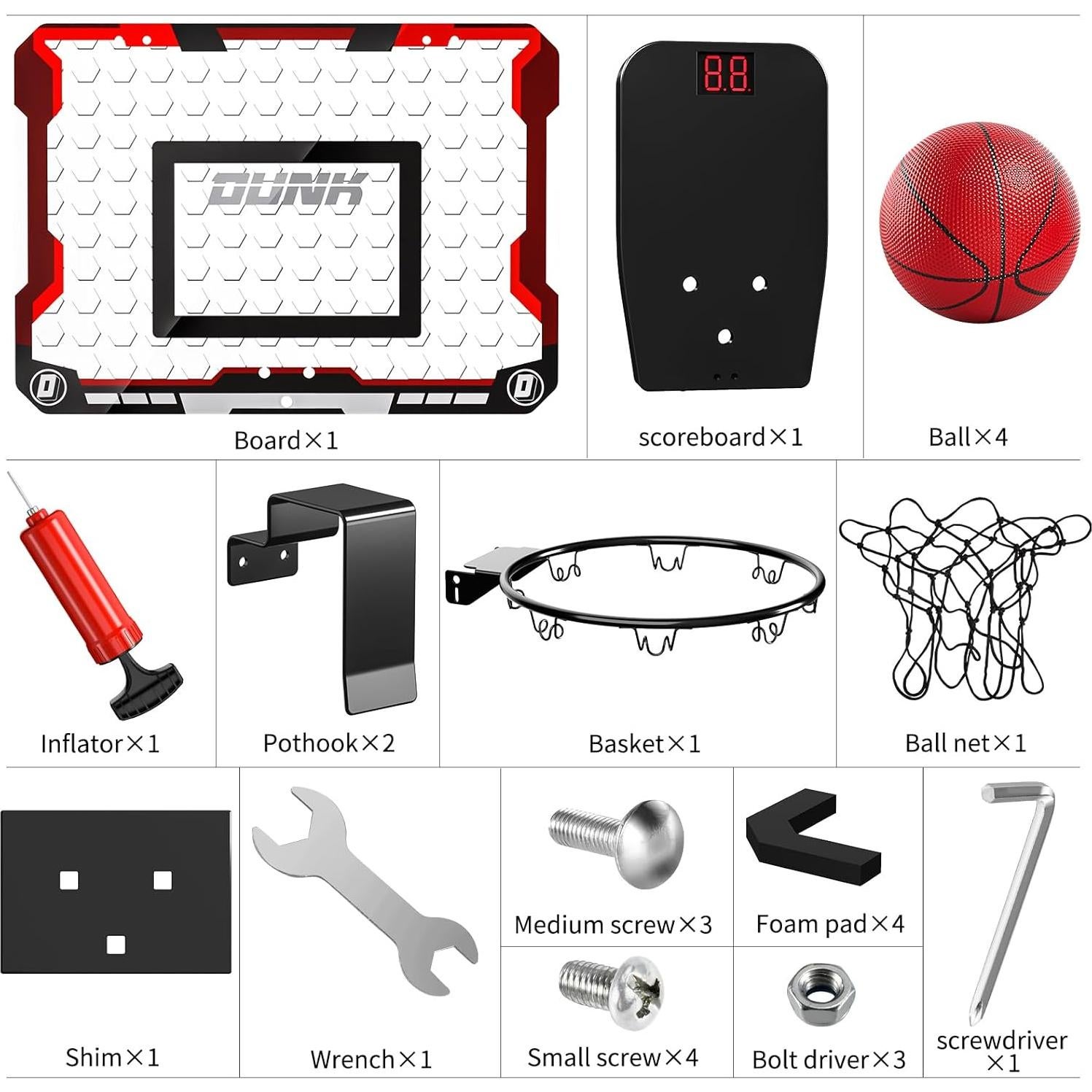 Aro de Baloncesto TEMI HFD002A-22 con Marcador y 4 Pelotas