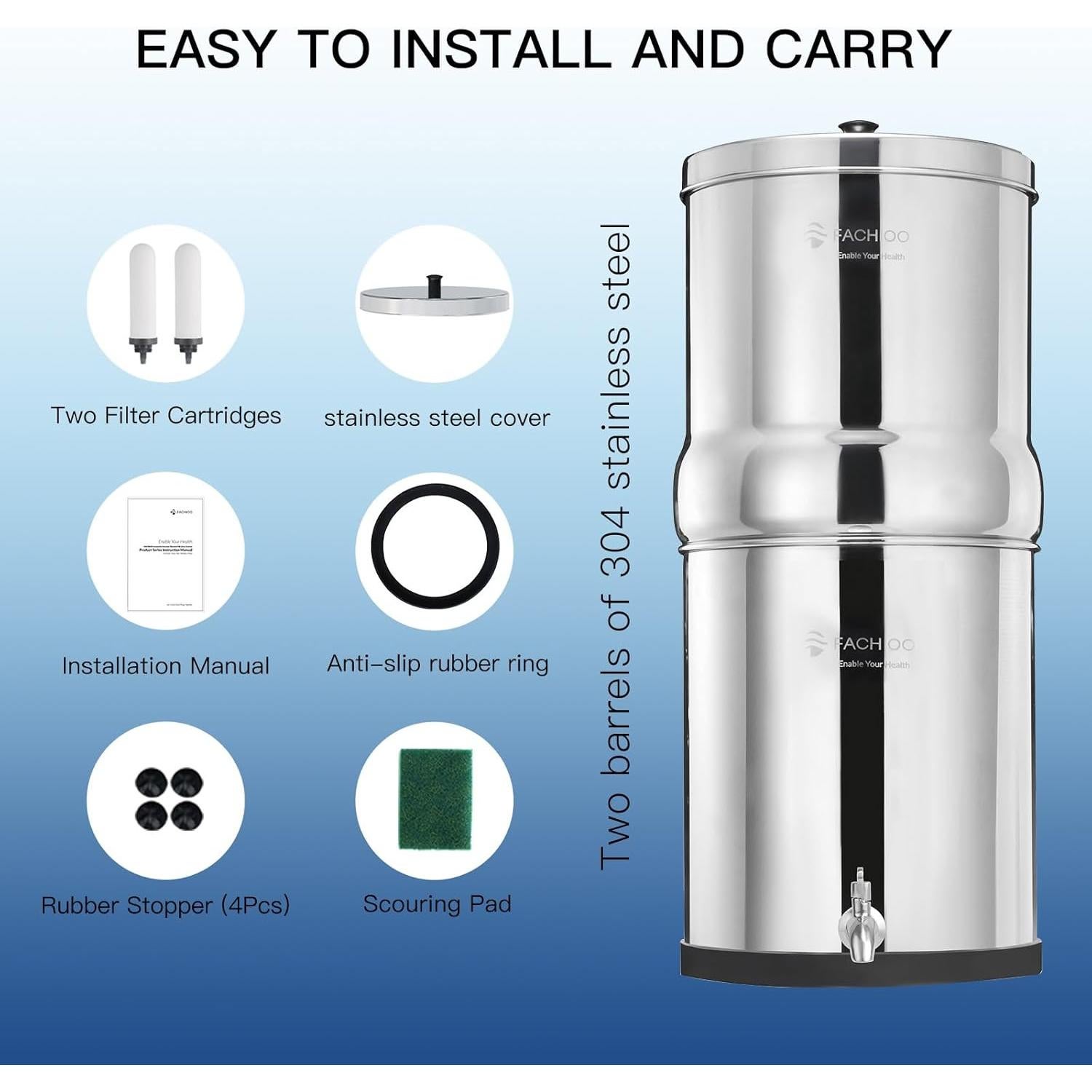 Filtro de Agua FACHIOO 8.5L Cerámica Portátil Camping