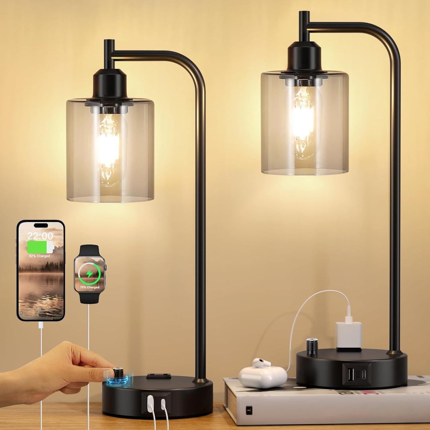 Set de 2 Lámparas de Escritorio Regulables Innqoo con USB