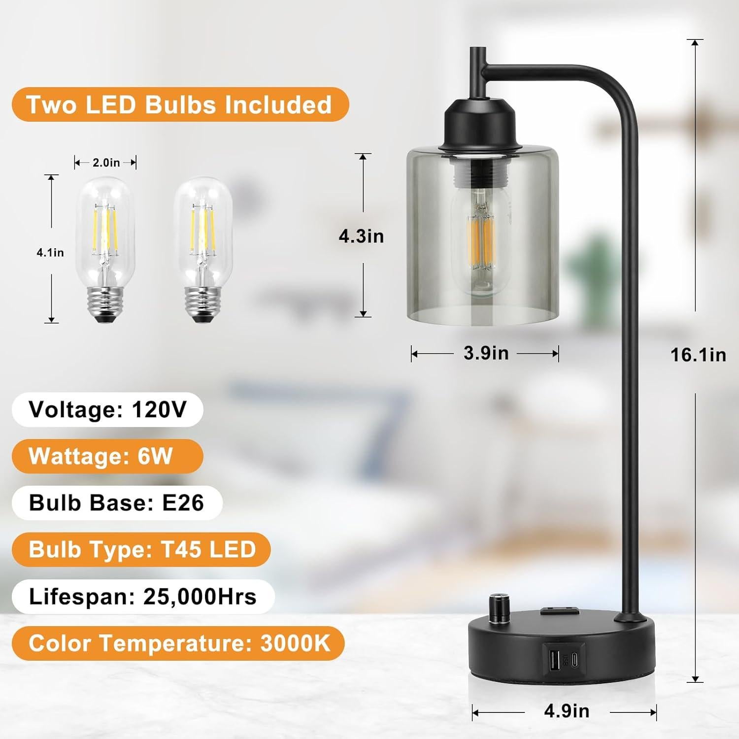 Set de 2 Lámparas de Escritorio Regulables Innqoo con USB