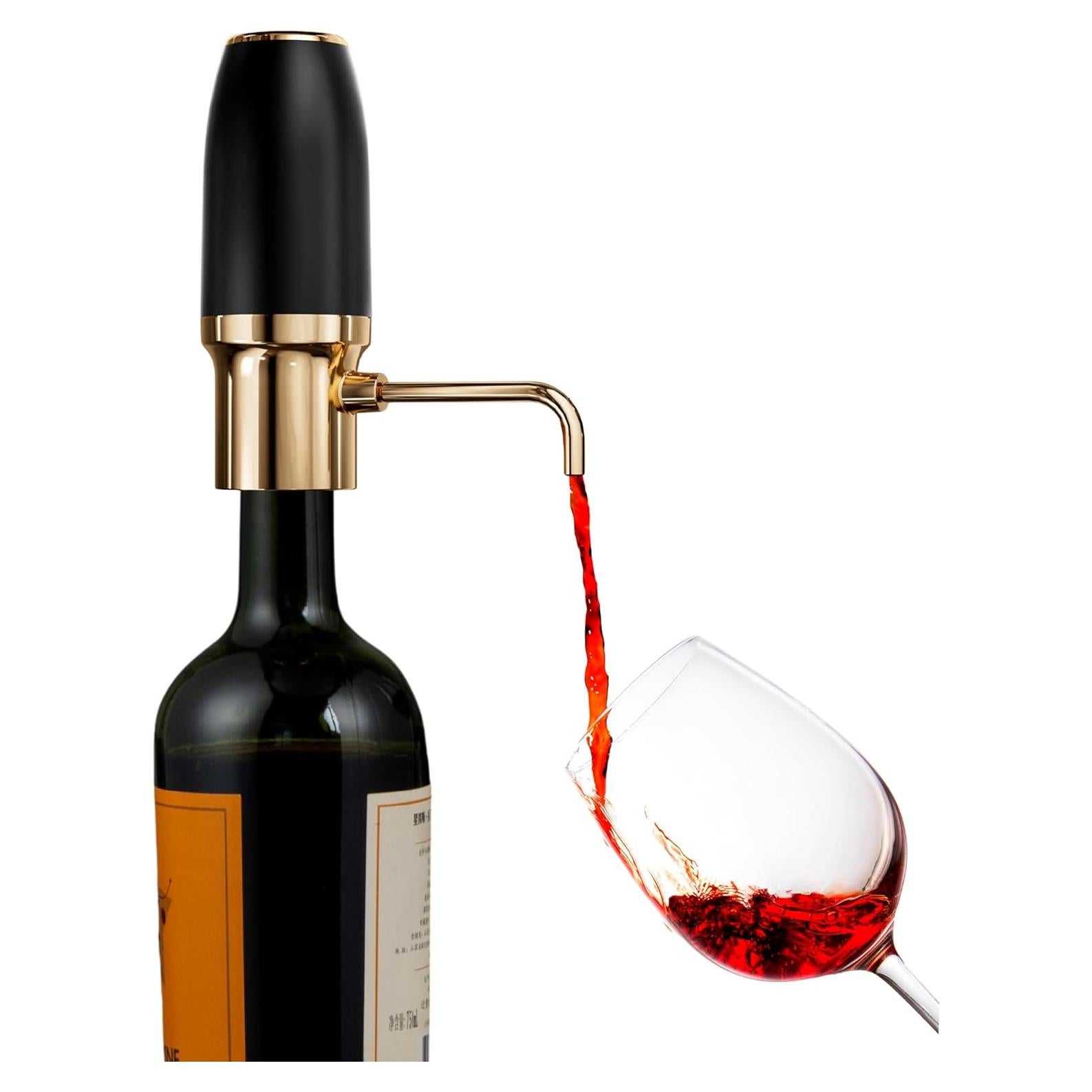 Aerador de Vino Eléctrico Sip & Shimmer Negro y Dorado