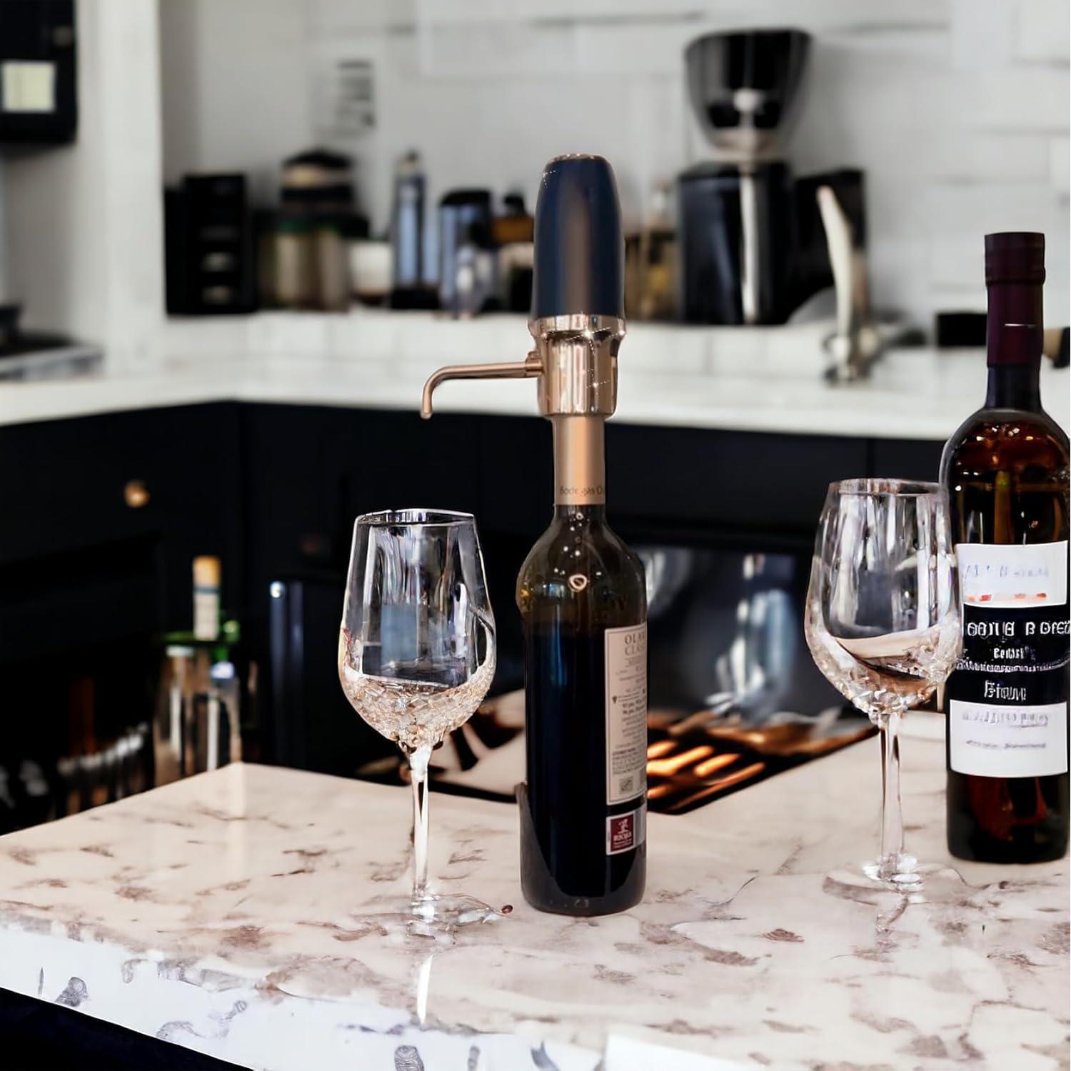 Aerador de Vino Eléctrico Sip & Shimmer Negro y Dorado