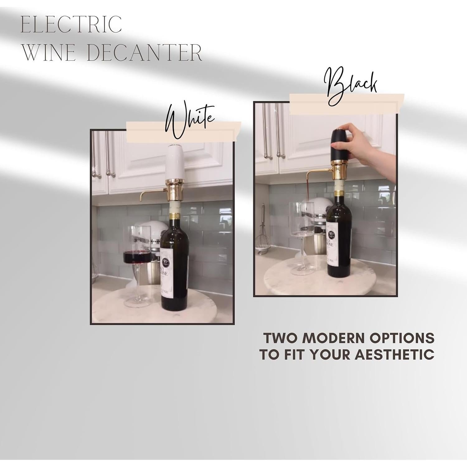 Aerador de Vino Eléctrico Sip & Shimmer Negro y Dorado