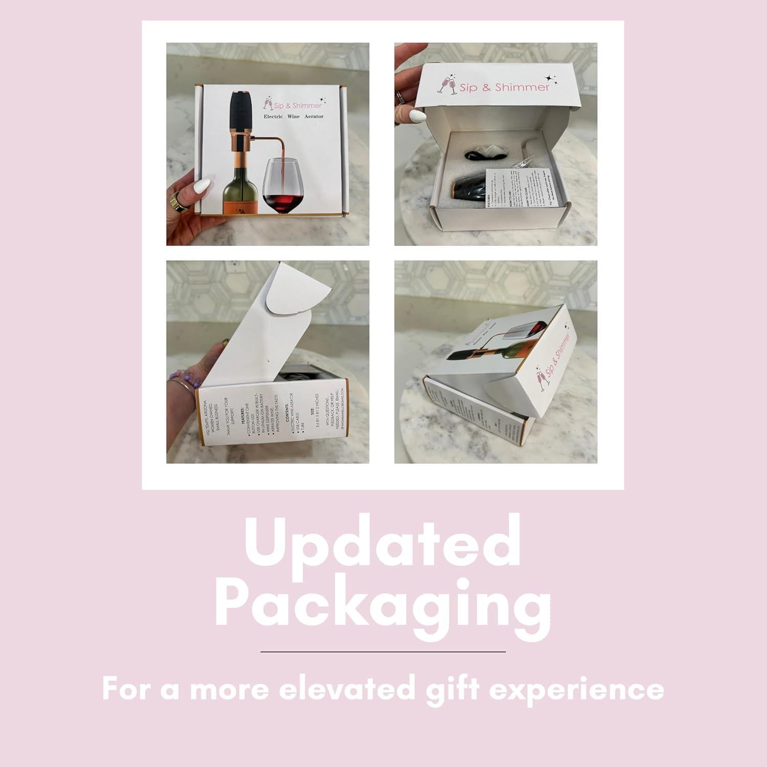 Aerador de Vino Eléctrico Sip & Shimmer Negro y Dorado