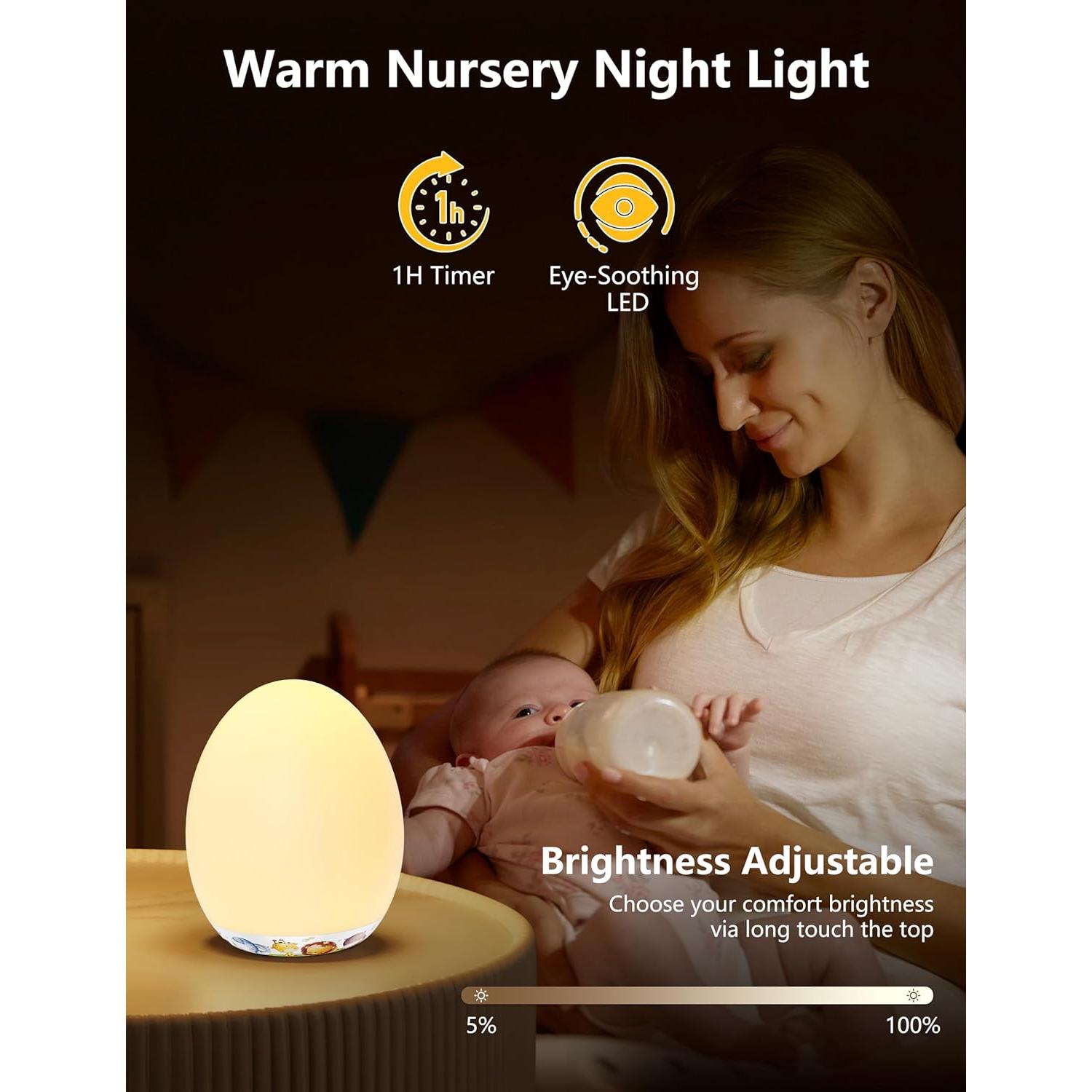 Luz Nocturna MediAcous LED Ovalada Táctil 7 Colores para Bebés