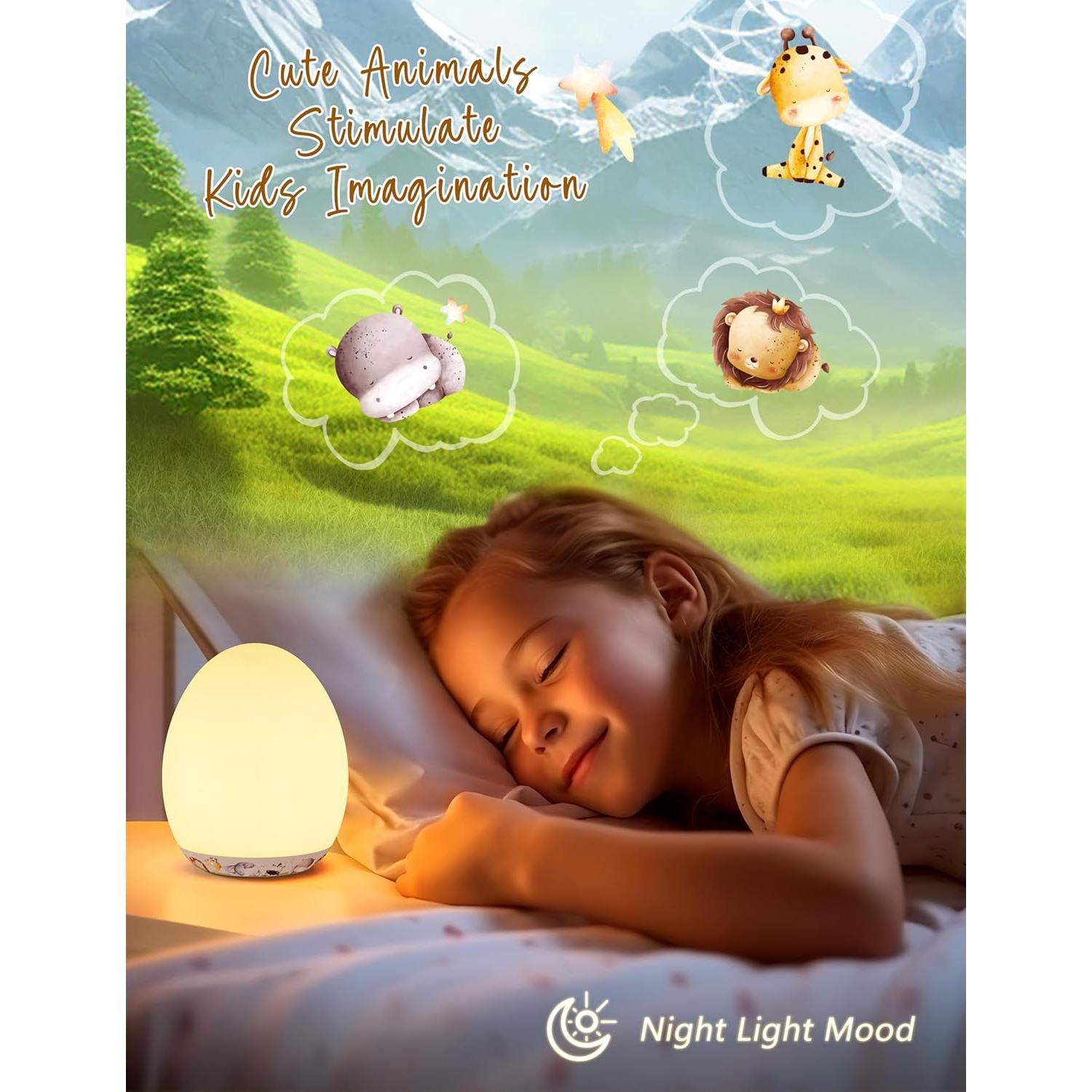 Luz Nocturna MediAcous LED Ovalada Táctil 7 Colores para Bebés