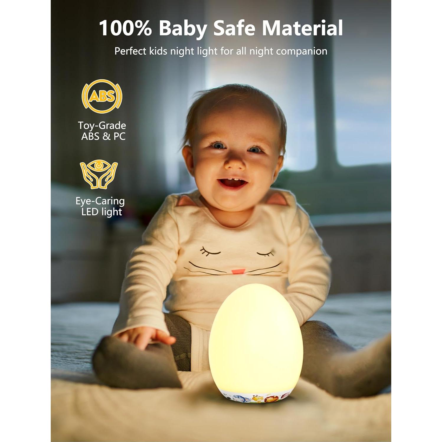 Luz Nocturna MediAcous LED Ovalada Táctil 7 Colores para Bebés