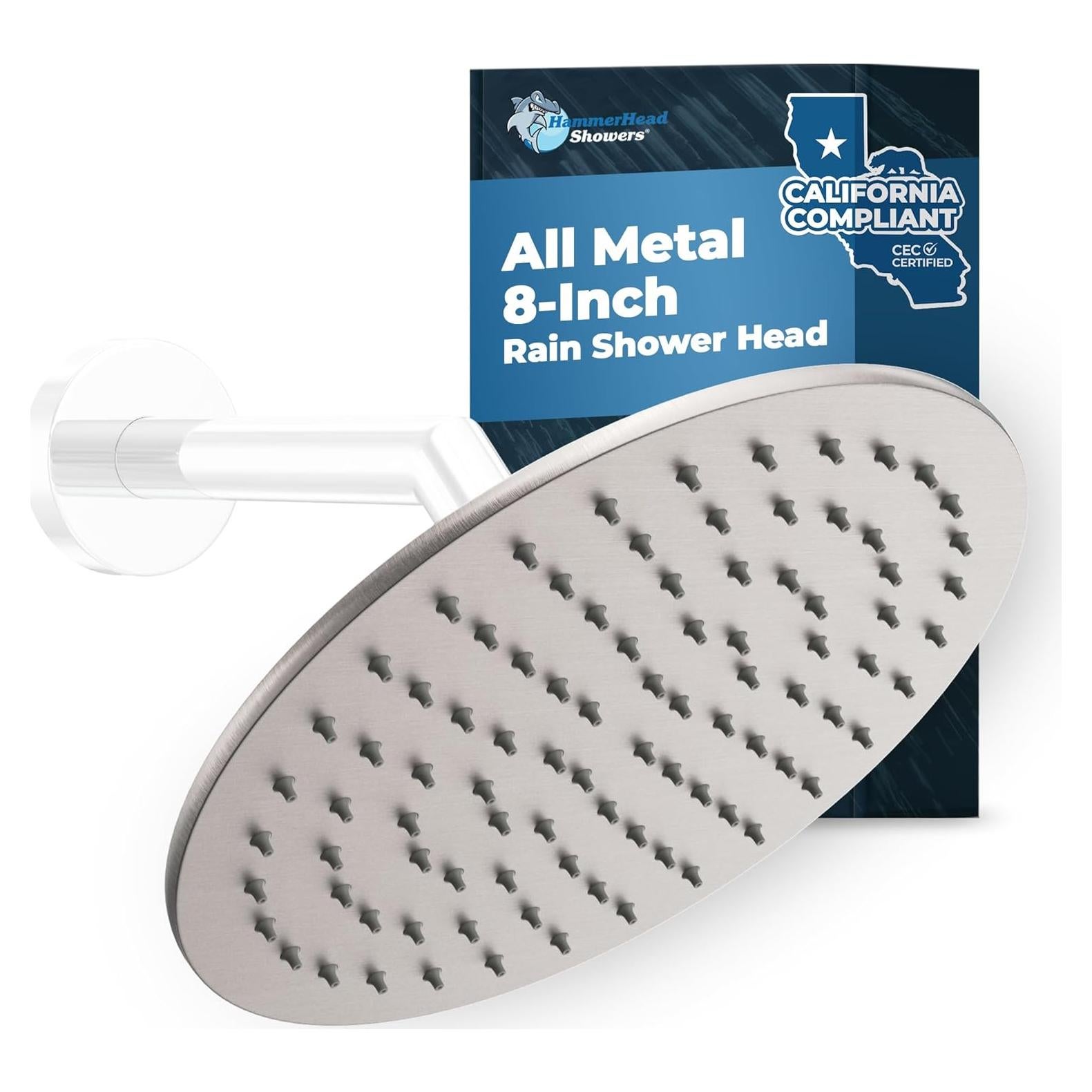 Cabezal de Ducha HammerHead Showers 20 cm Metal Niquelado 1.75 GPM