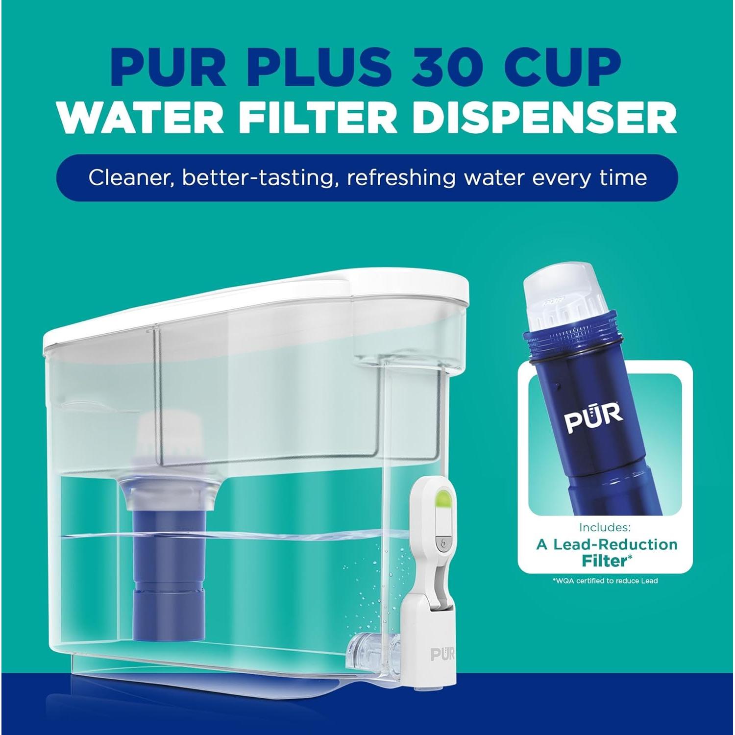 Dispensador de Agua PUR PLUS 30 Tazas Filtro Reductor Plomo