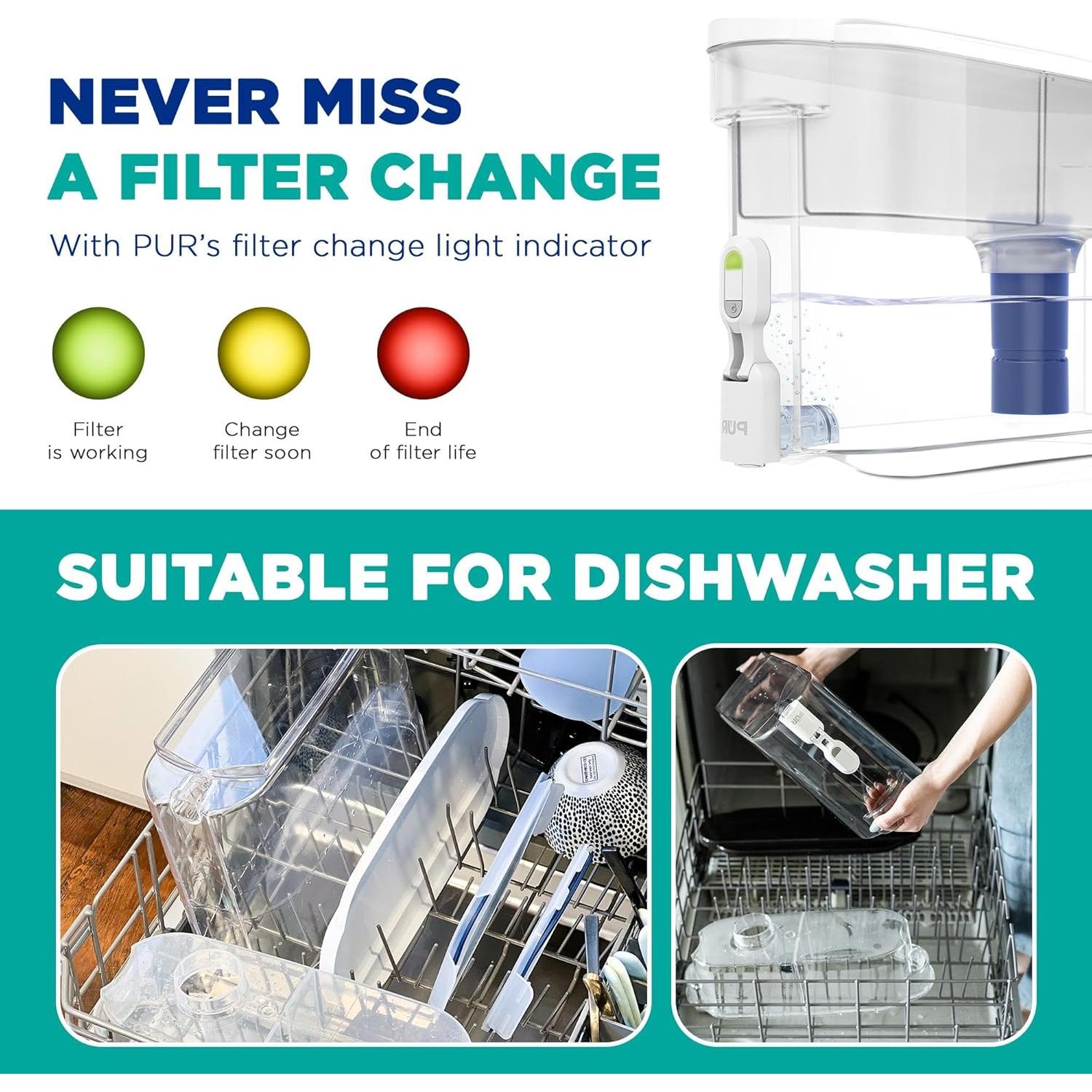 Dispensador de Agua PUR PLUS 30 Tazas Filtro Reductor Plomo