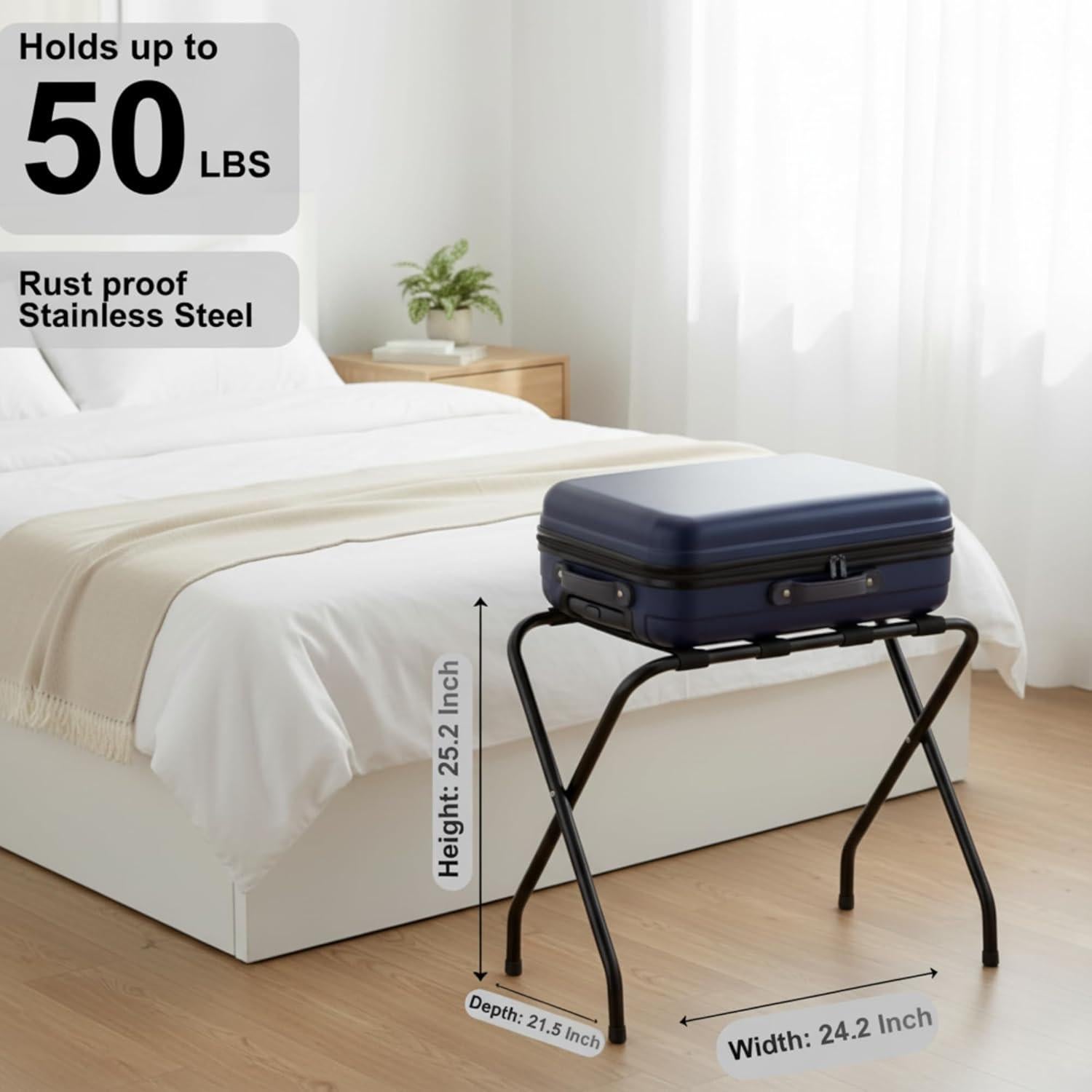 Soporte de Equipaje USTECH Plegable Negro 2 Niveles 49.9 kg