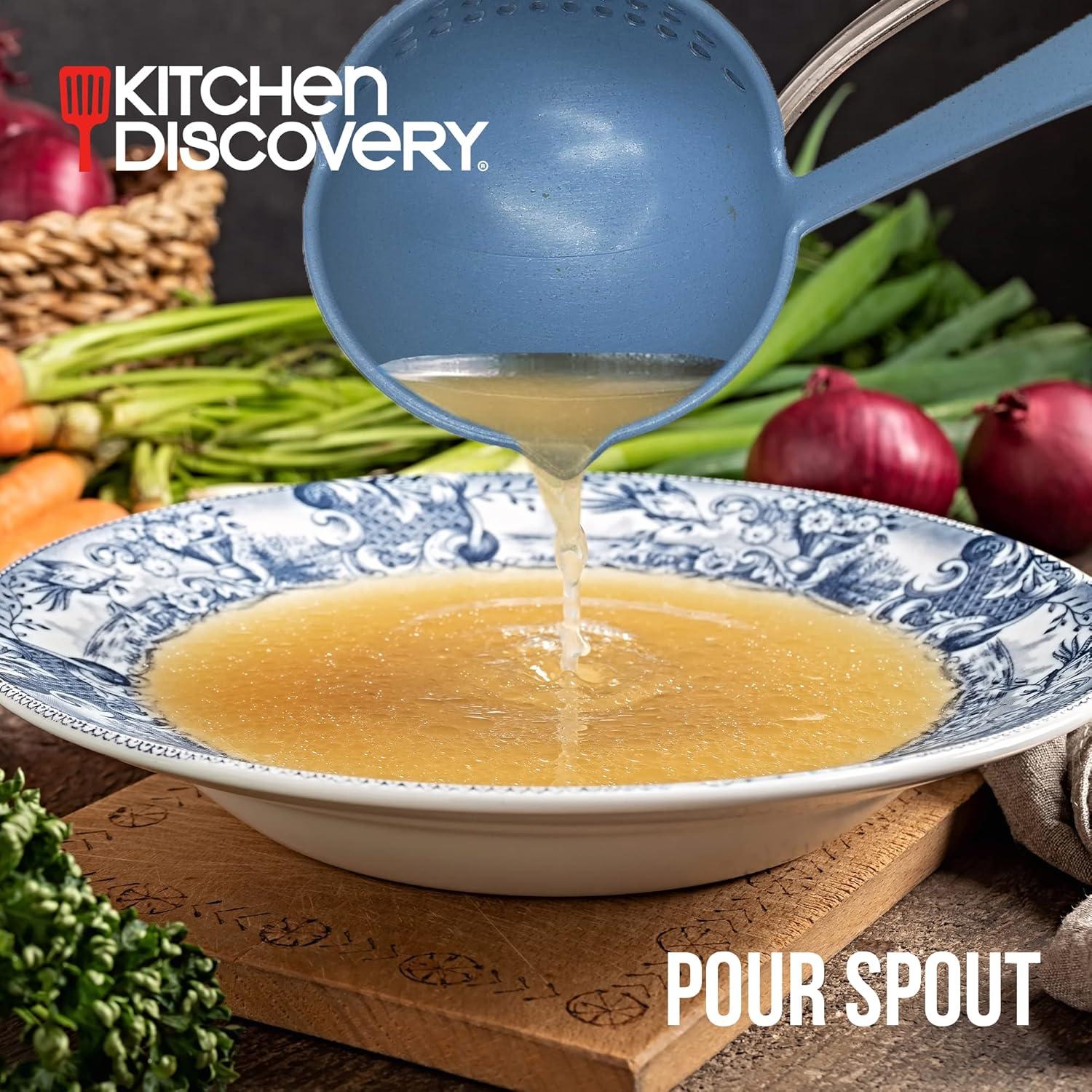 Cucharón Colador 2 en 1 Descubrimiento de Cocina Azul