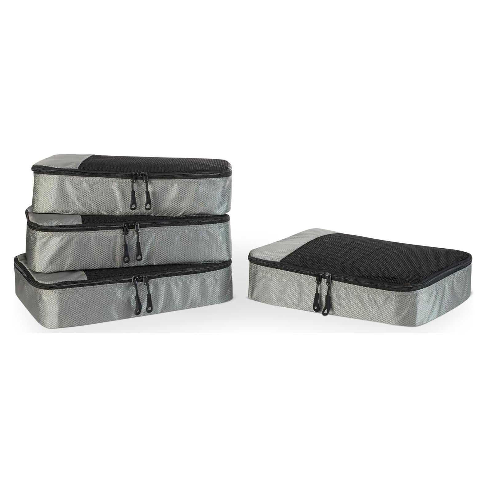 Conjunto de 4 Cubos de Empaque Medianos Amazon Essentials Gris