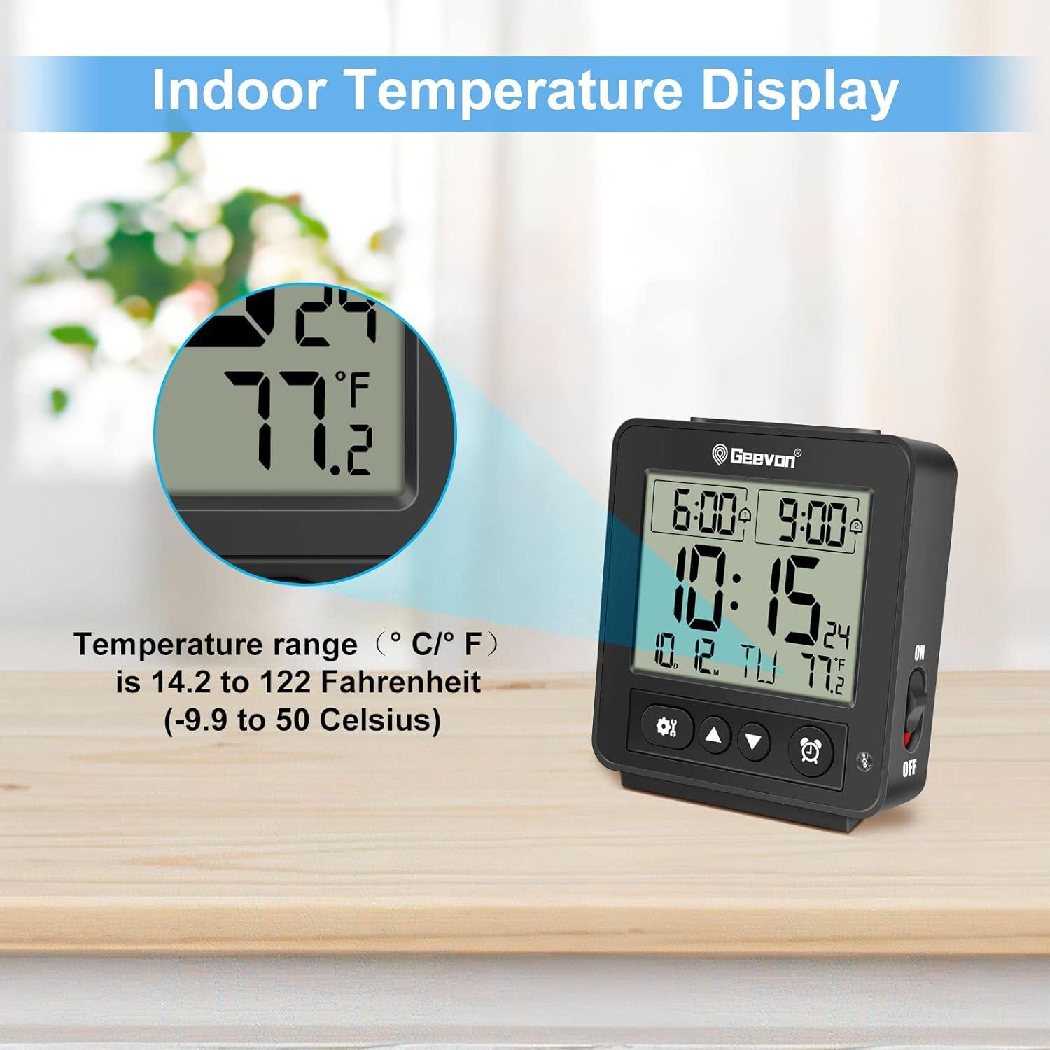 Reloj Despertador Atómico Geevon Negro con Luz Nocturna