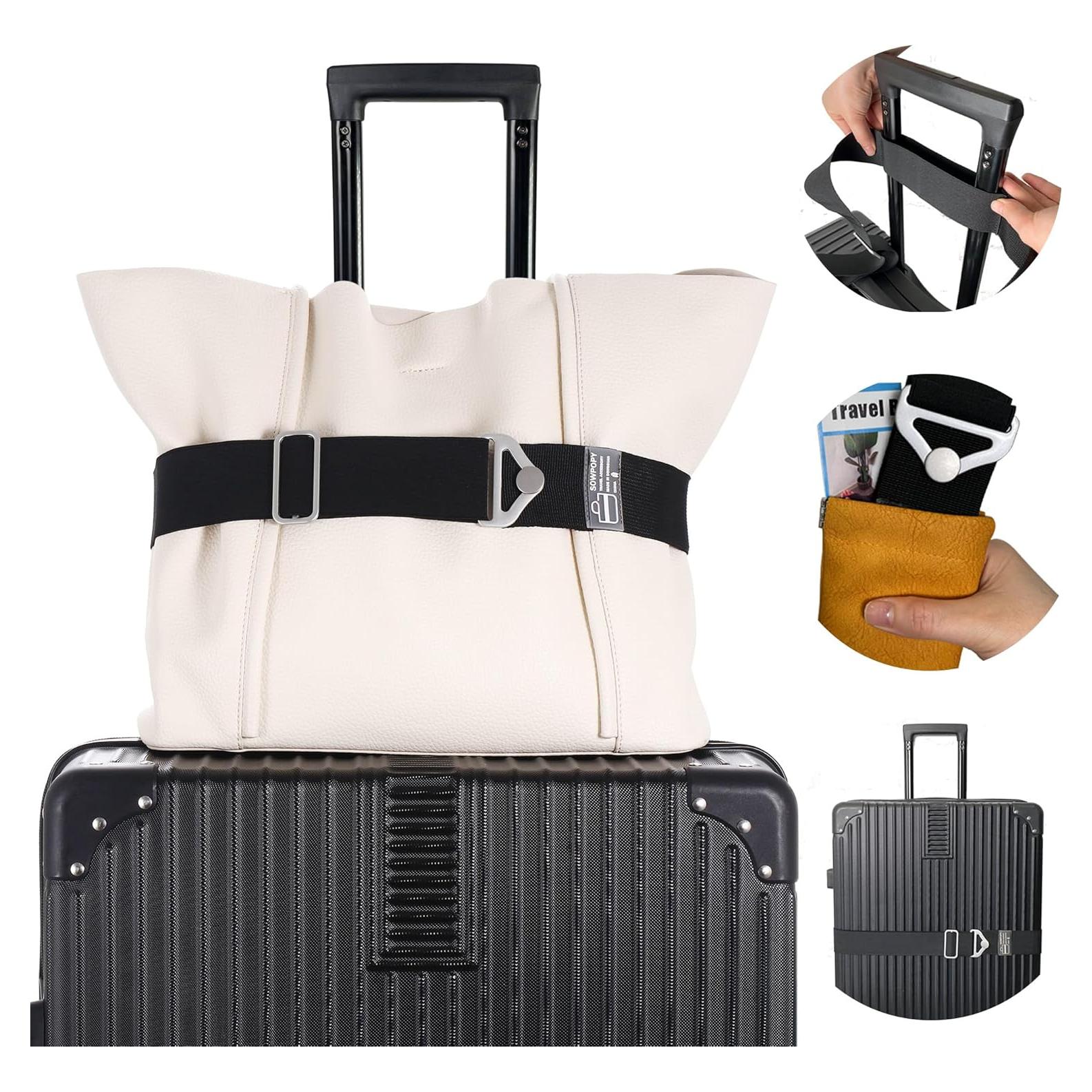 Cinturón de Viaje SOWPOPY Negro Ajustable 2-en-1 para Equipaje