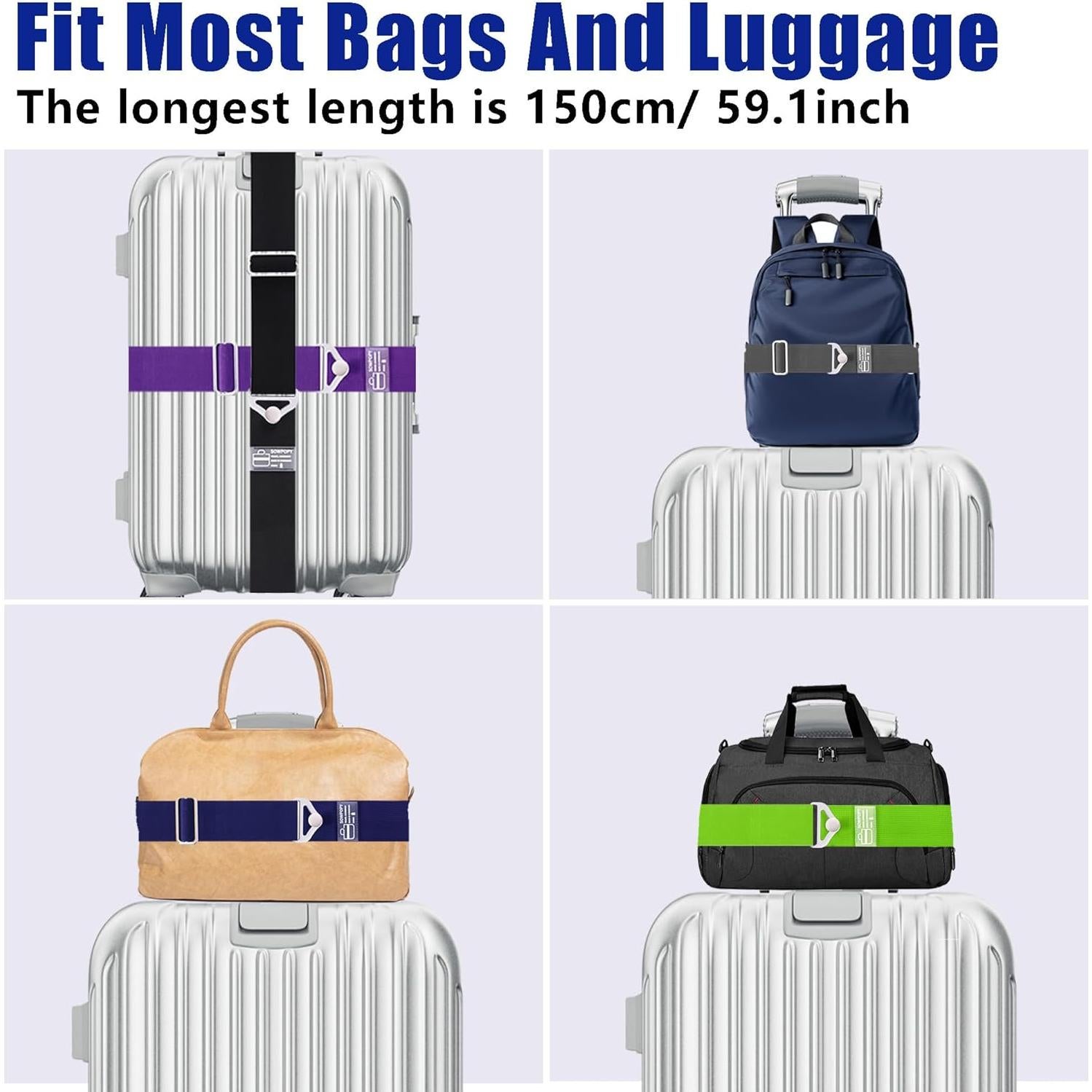 Cinturón de Viaje SOWPOPY Negro Ajustable 2-en-1 para Equipaje