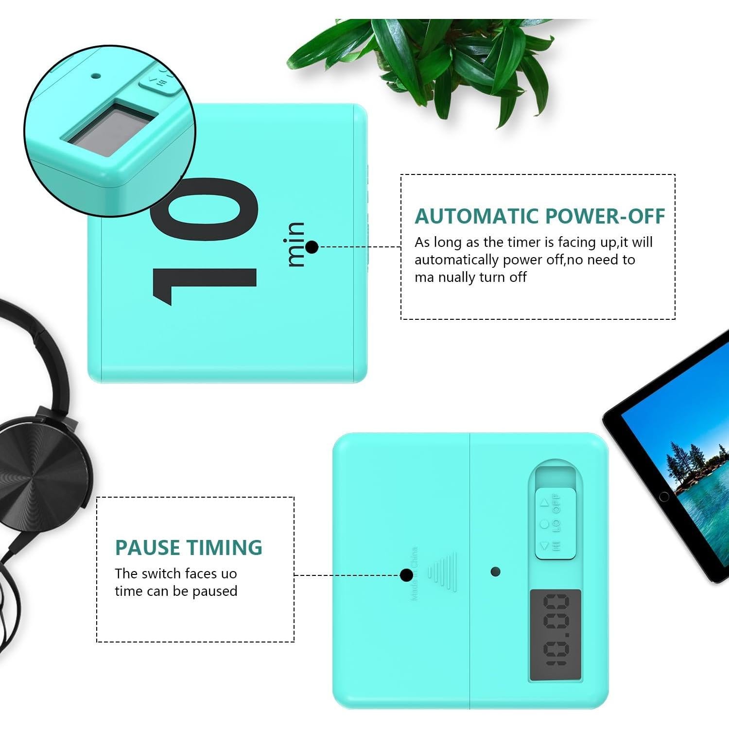 Temporizador de Cocina Pretmess Cubo Menta 4 Configuraciones