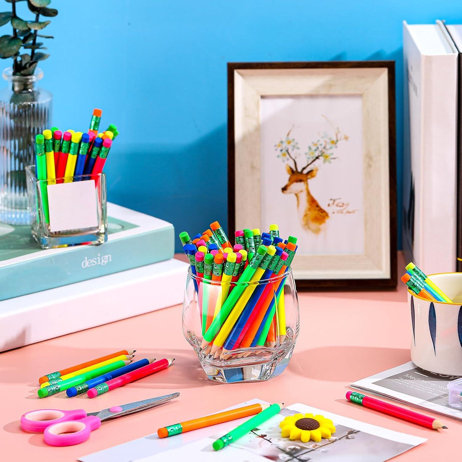 Lápices Cortos Nezyo 80 Pcs Hexagonales con Borrador