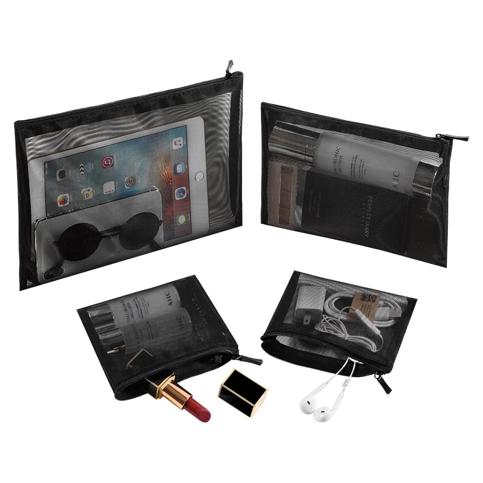 Bolsa de Malla Organizador Cosmético EASYFUN 4 Pcs Negra