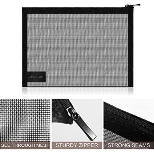 Bolsa de Malla Organizador Cosmético EASYFUN 4 Pcs Negra