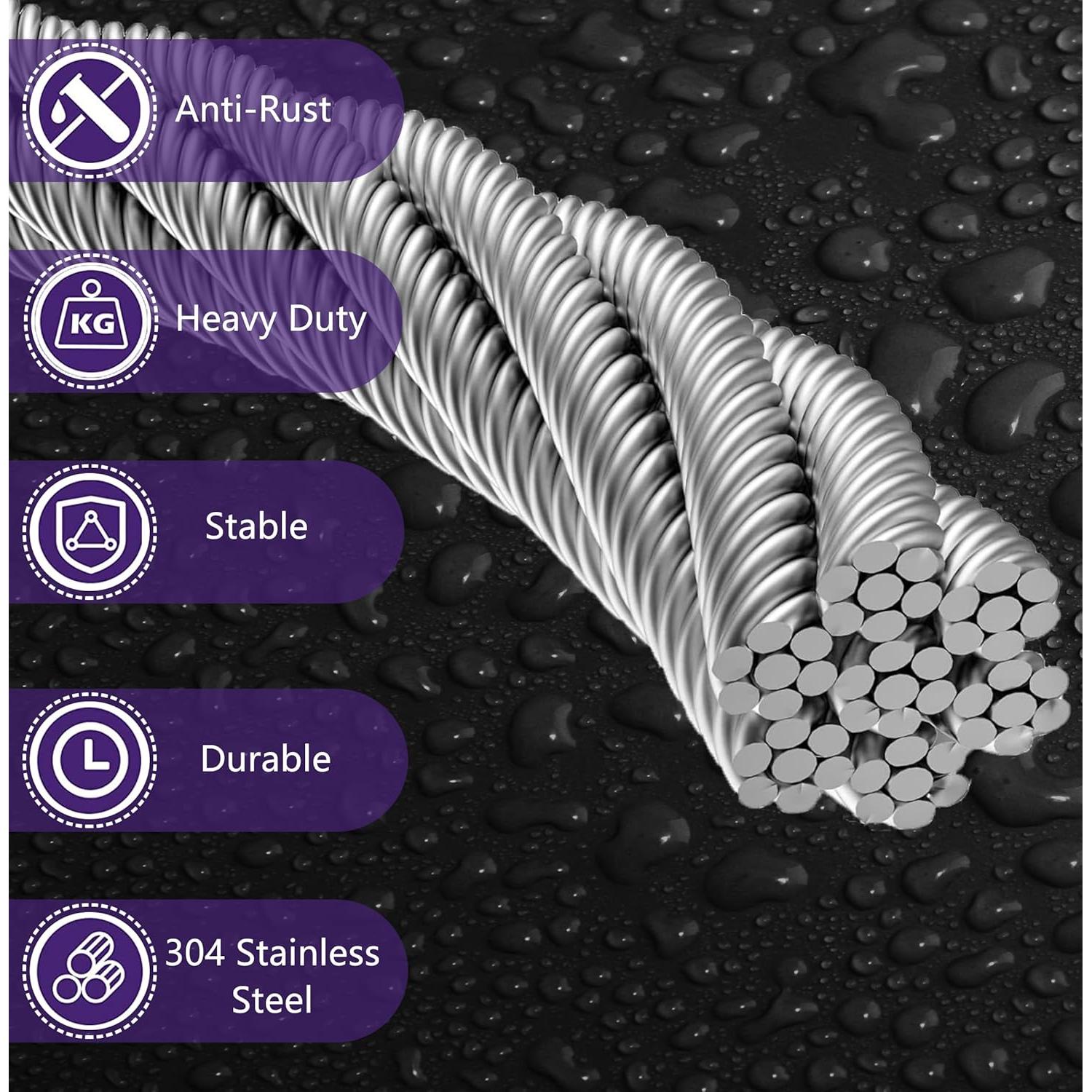 Cable de Acero Inoxidable 1/8" (0,32 cm) 100FT (30,48 m) YaJing