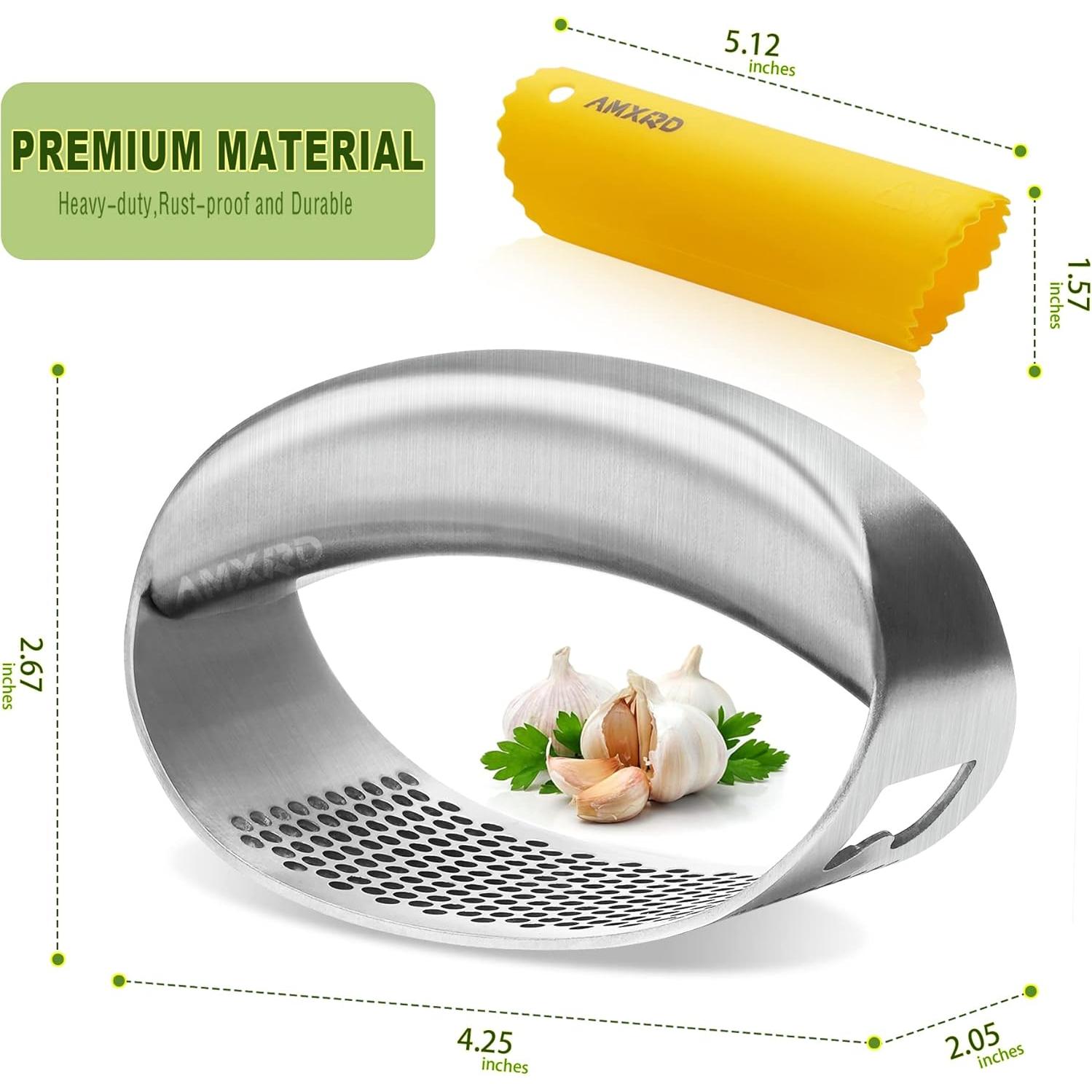 Prensa de Ajo Rocker AMXRD Acero Inoxidable con Pelador