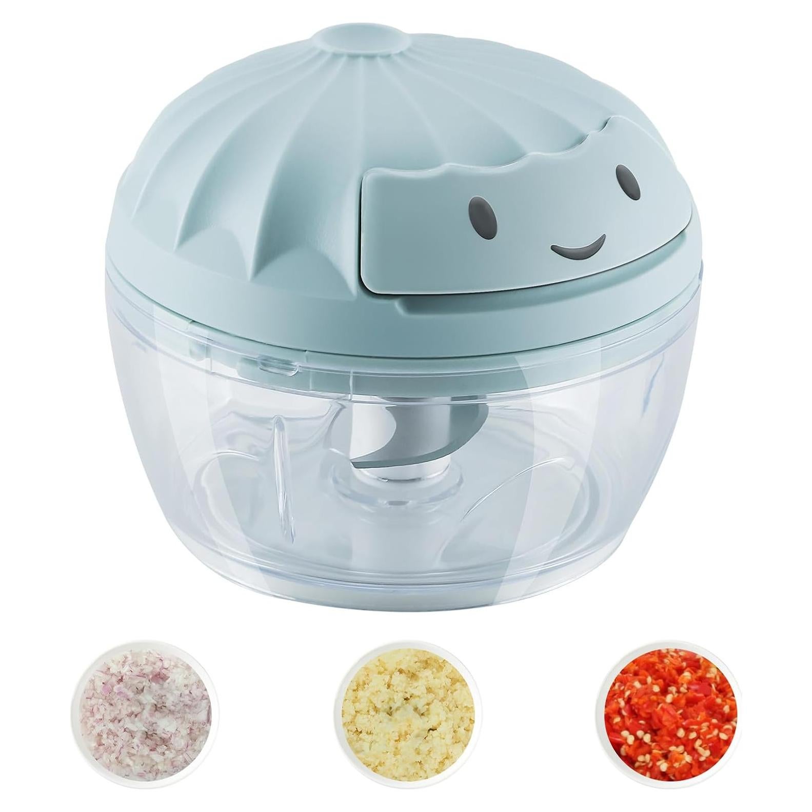 Picador de Ajo Manual SAYIHEXIHE 160ml Azul - Cortador de Alimentos