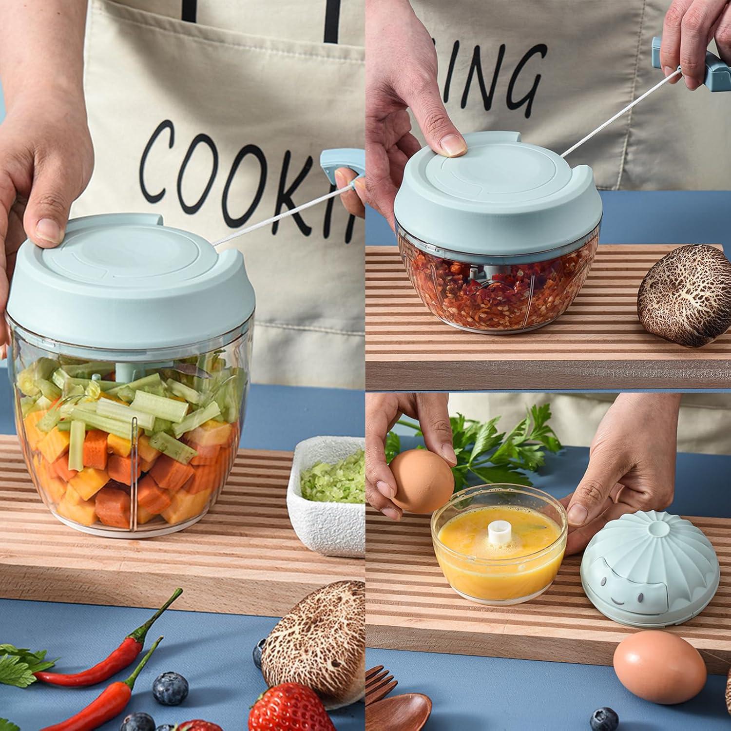 Picador de Ajo Manual SAYIHEXIHE 160ml Azul - Cortador de Alimentos