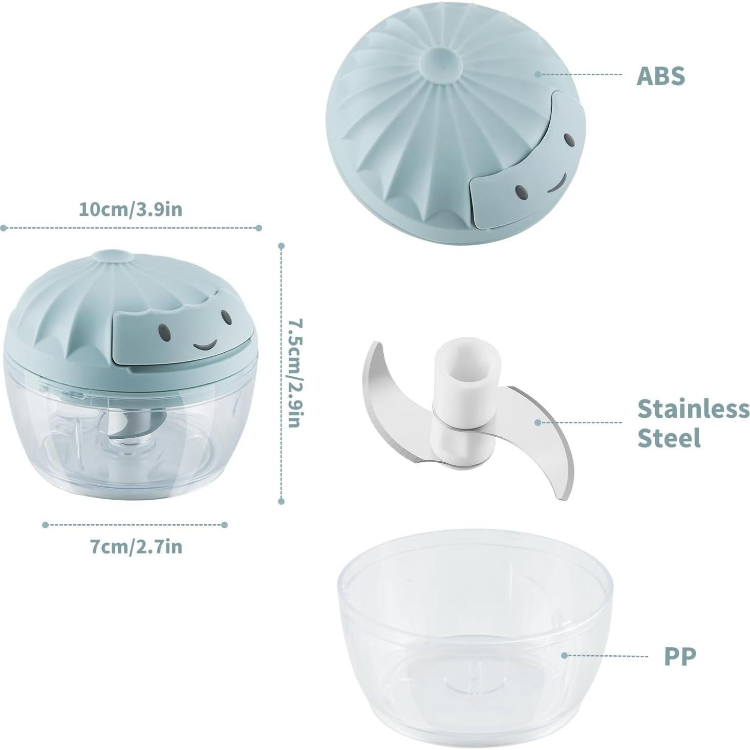 Picador de Ajo Manual SAYIHEXIHE 160ml Azul - Cortador de Alimentos