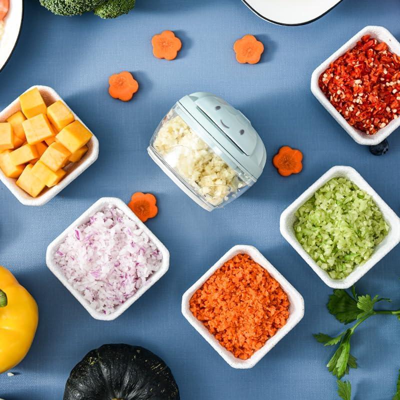 Picador de Ajo Manual SAYIHEXIHE 160ml Azul - Cortador de Alimentos