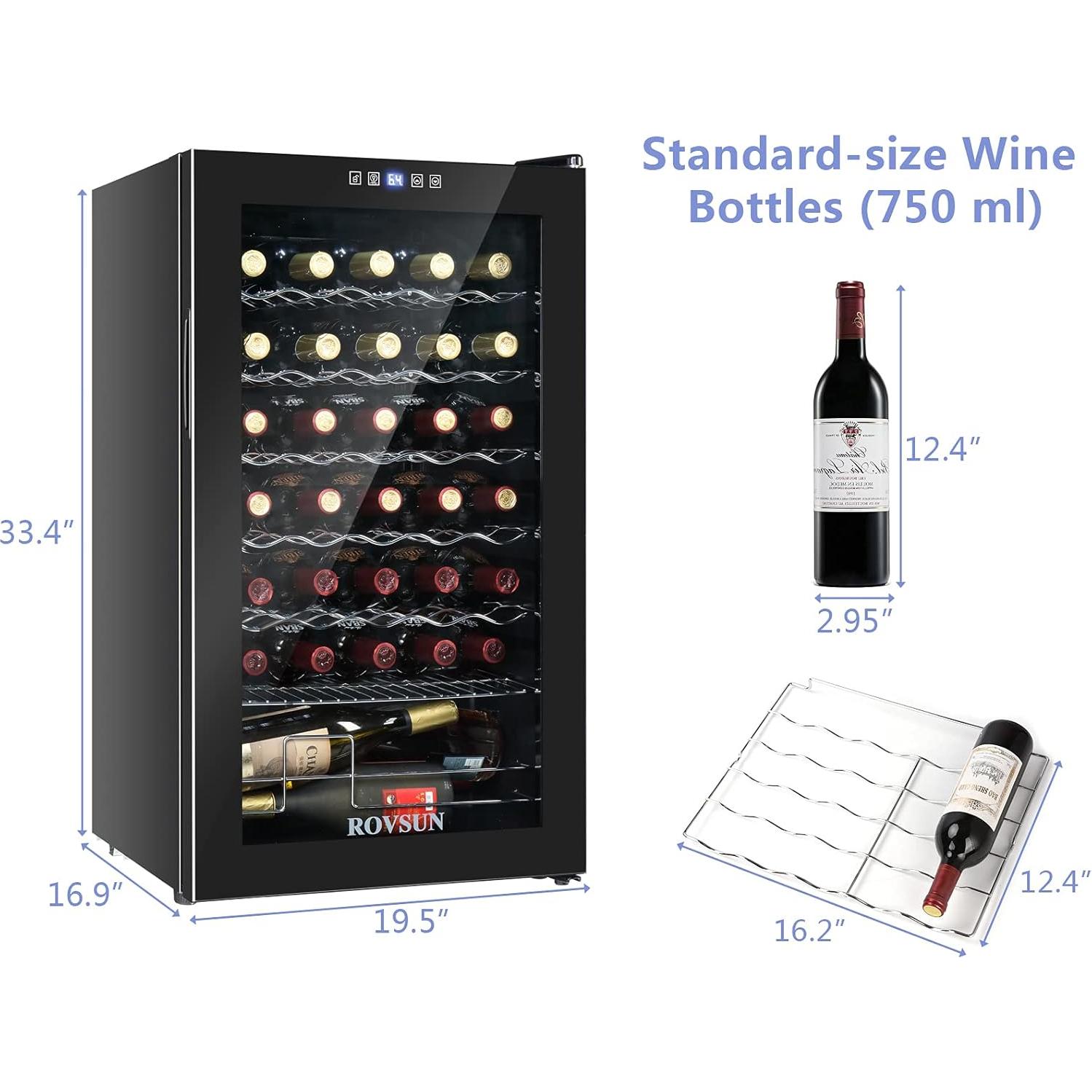 Enfriador de Vino ROVSUN 34 Botellas Control Digital Negro