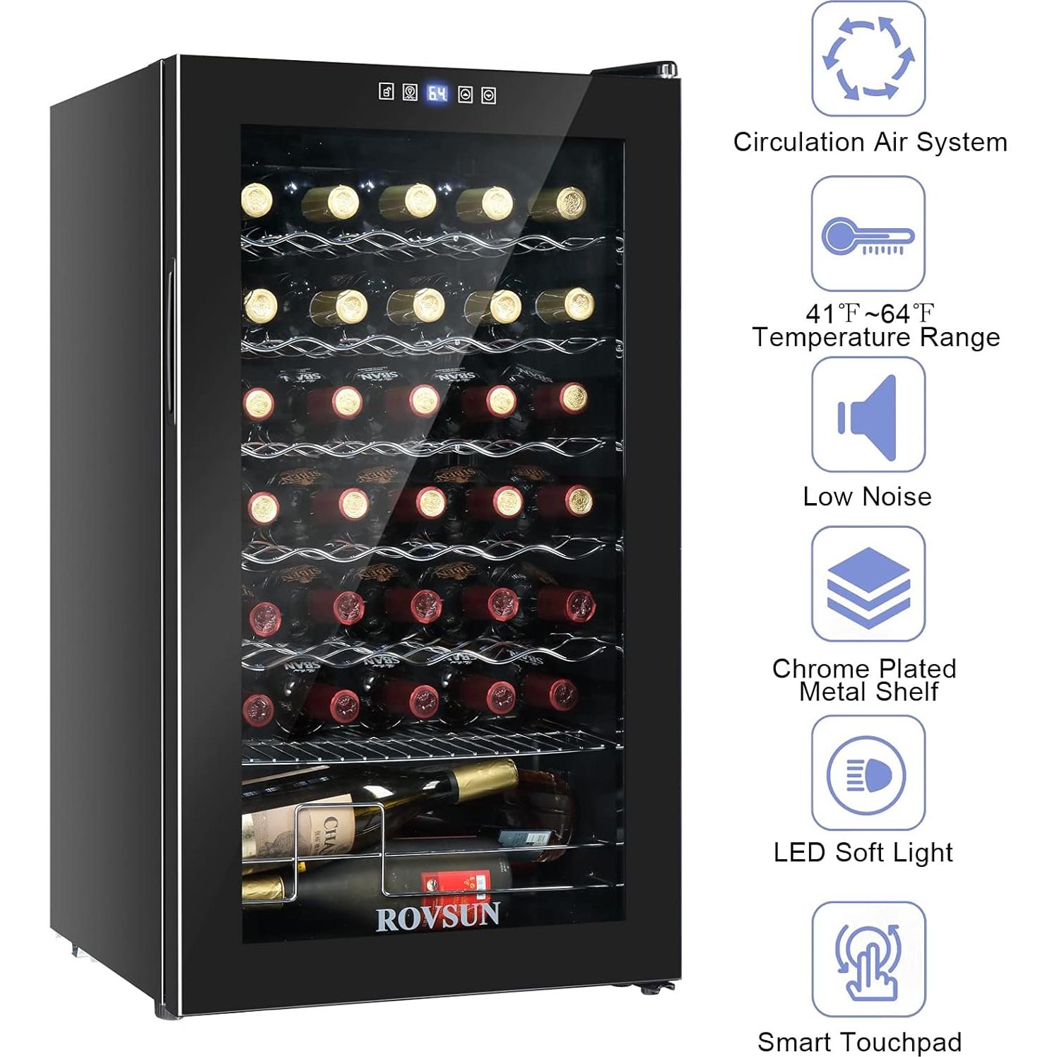 Enfriador de Vino ROVSUN 34 Botellas Control Digital Negro