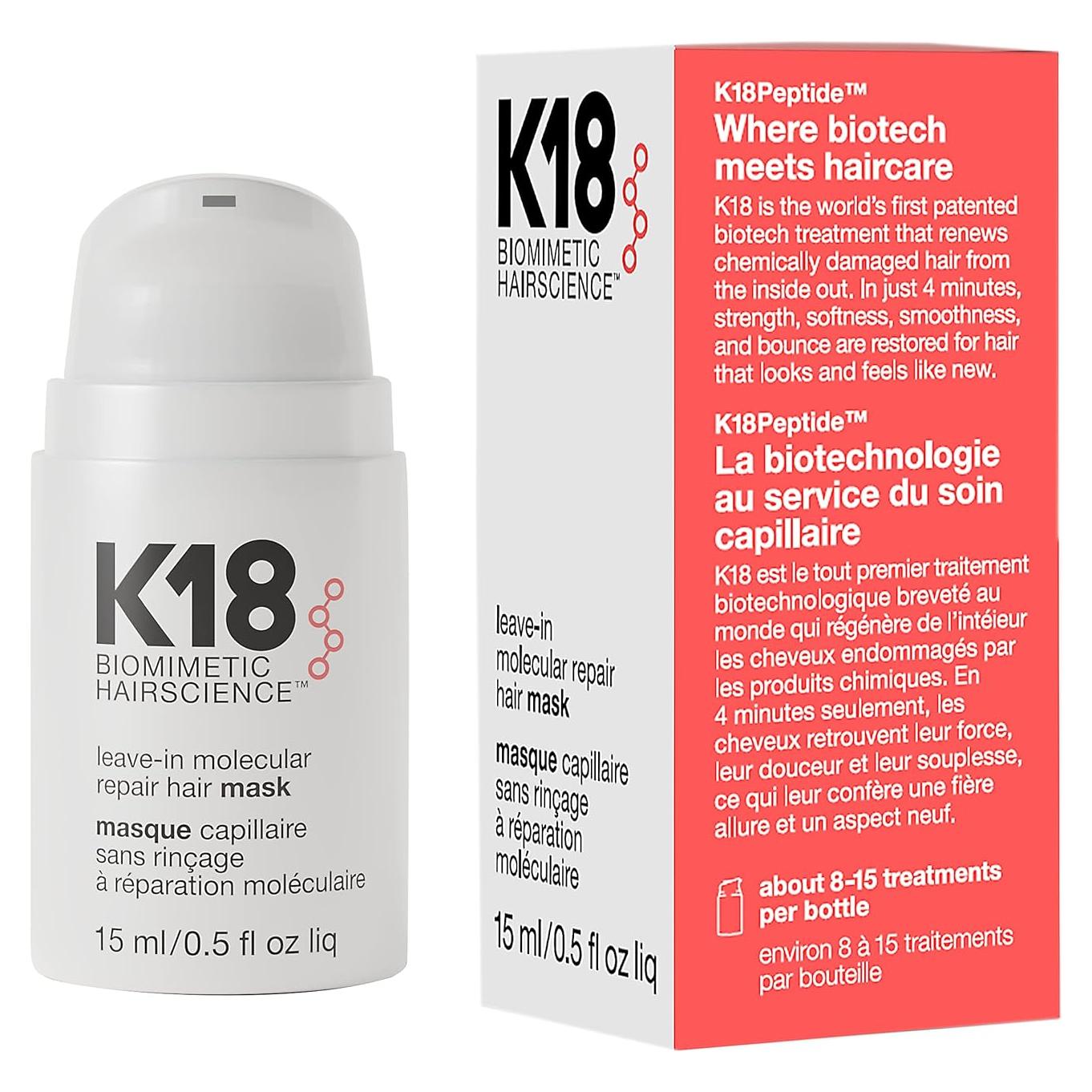 Mascarilla Capilar K18 Sin Enjuague 15 ml - Repara Cabello