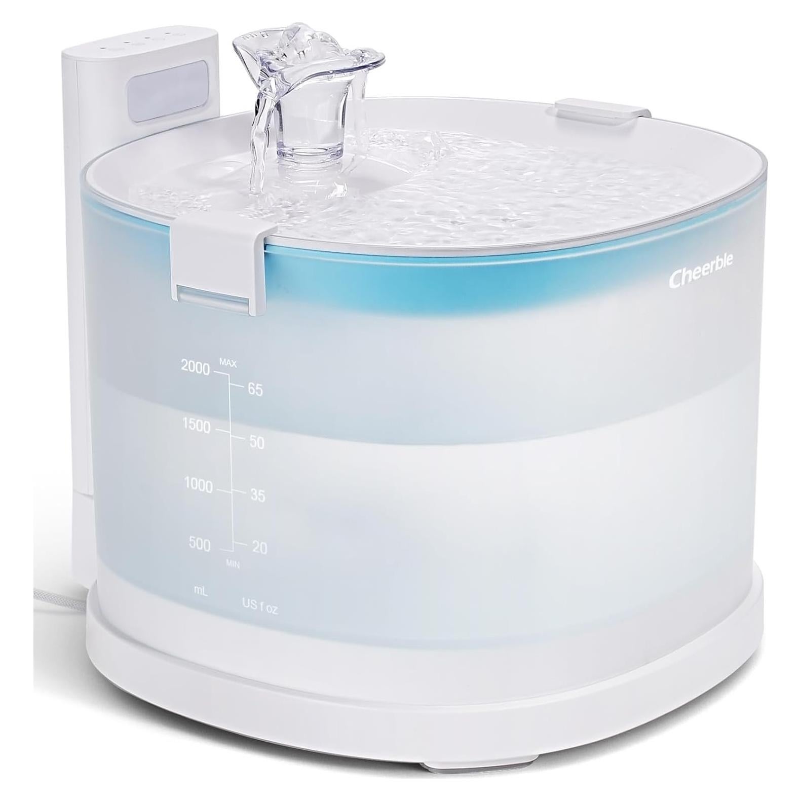 Fuente de Agua para Gatos Cheerble E1 2L Sin Bomba Doble Modo