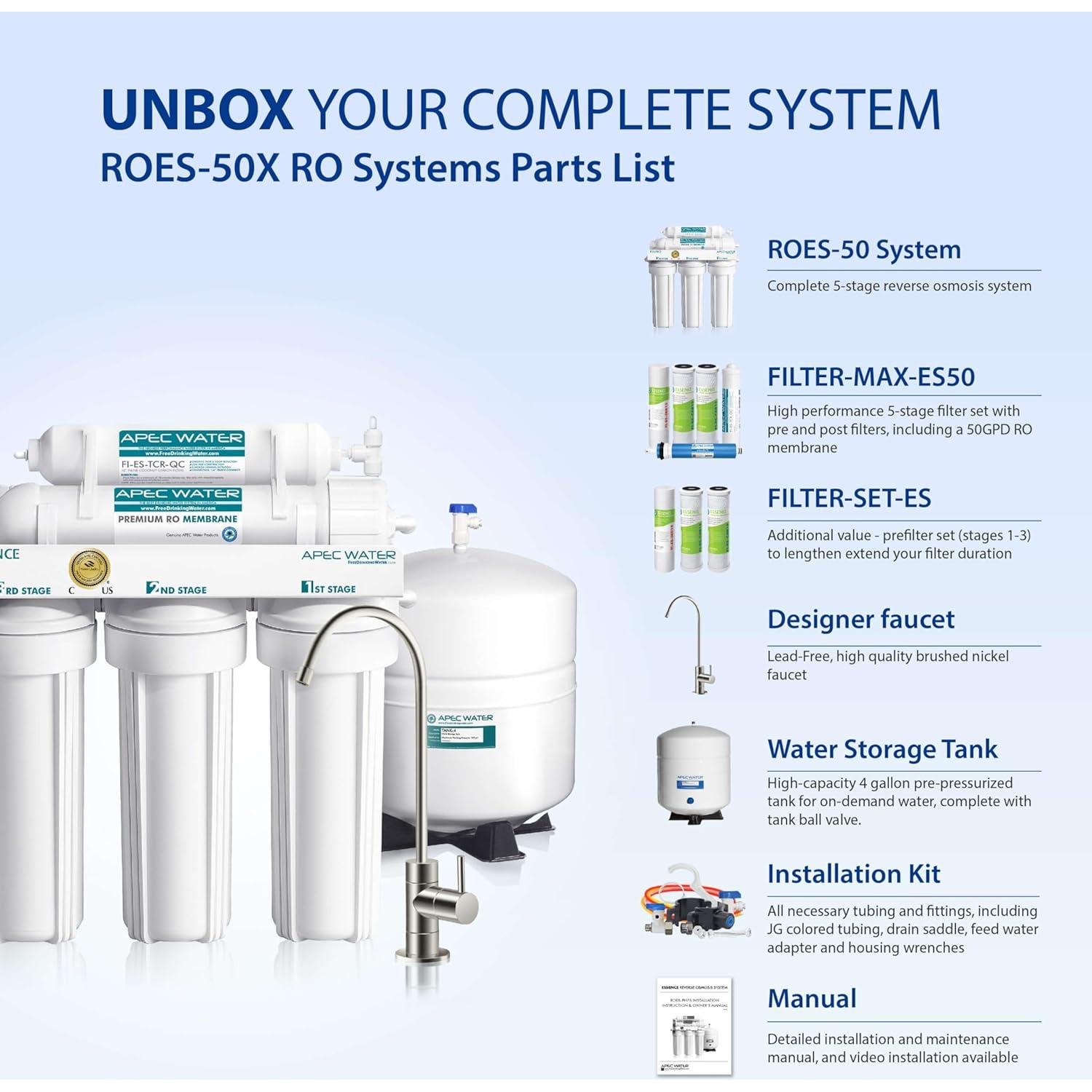 Filtro de Agua APEC ROES-50 5 Etapas Certificado WQA