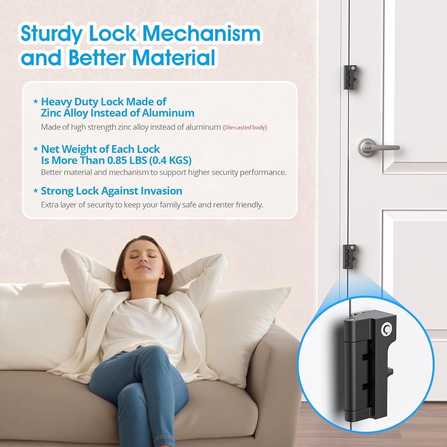 Cerradura de Refuerzo de Seguridad AST para Puerta - Negro Mate