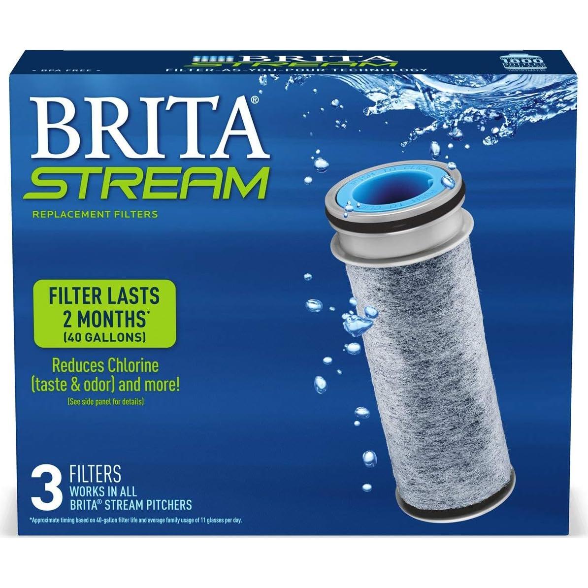 Filtro de agua Brita Stream 3 piezas, elimina cloro y impurezas