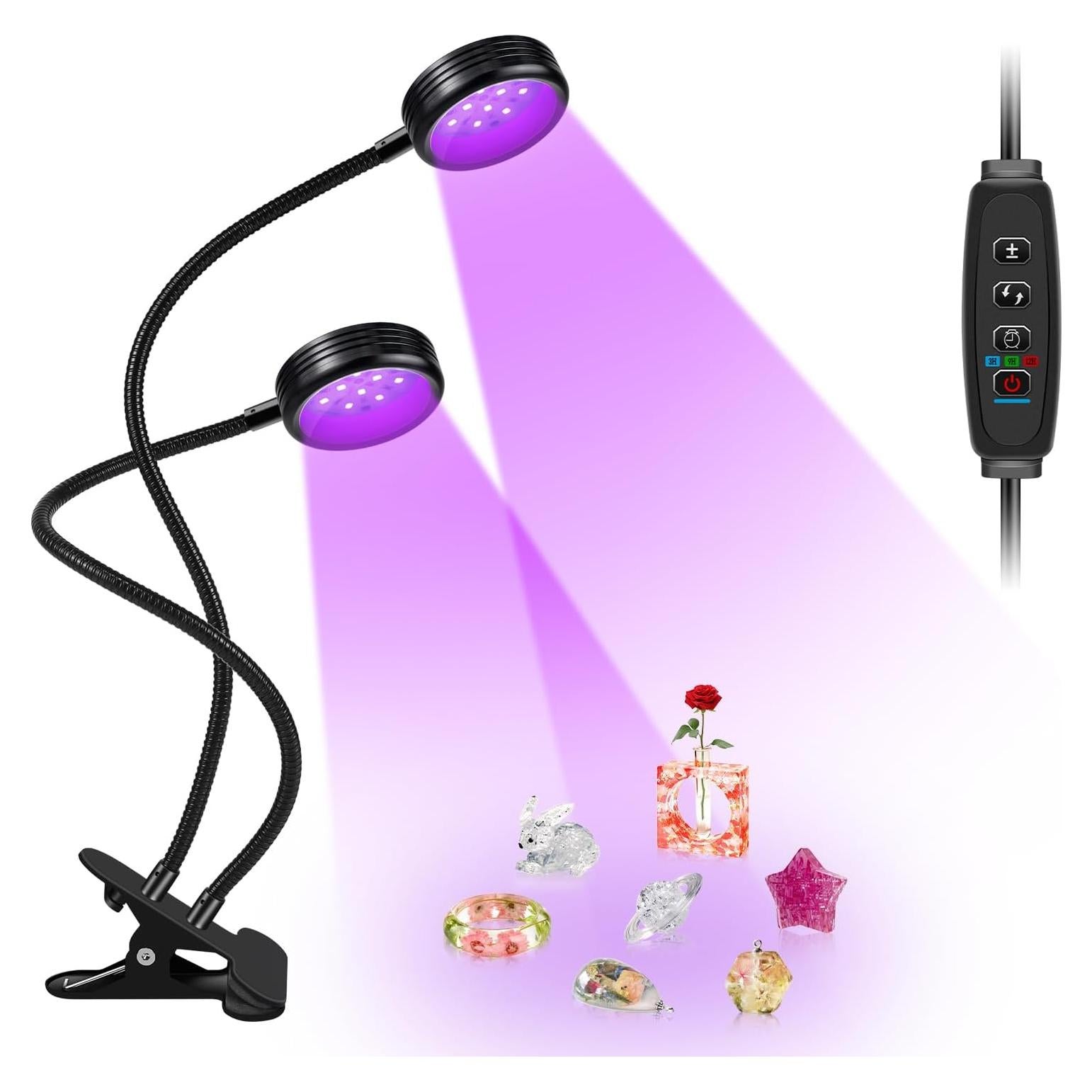 Lámpara LED UV Doble Cabeza USB 10W 395-405nm para Resina