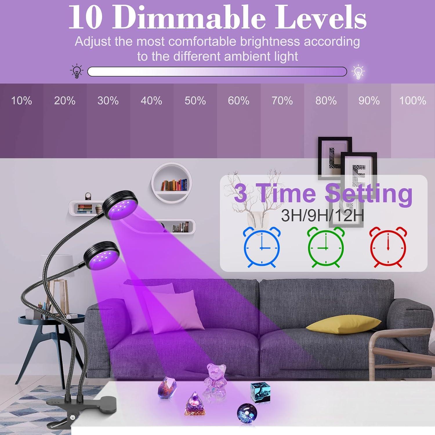 Lámpara LED UV Doble Cabeza USB 10W 395-405nm para Resina