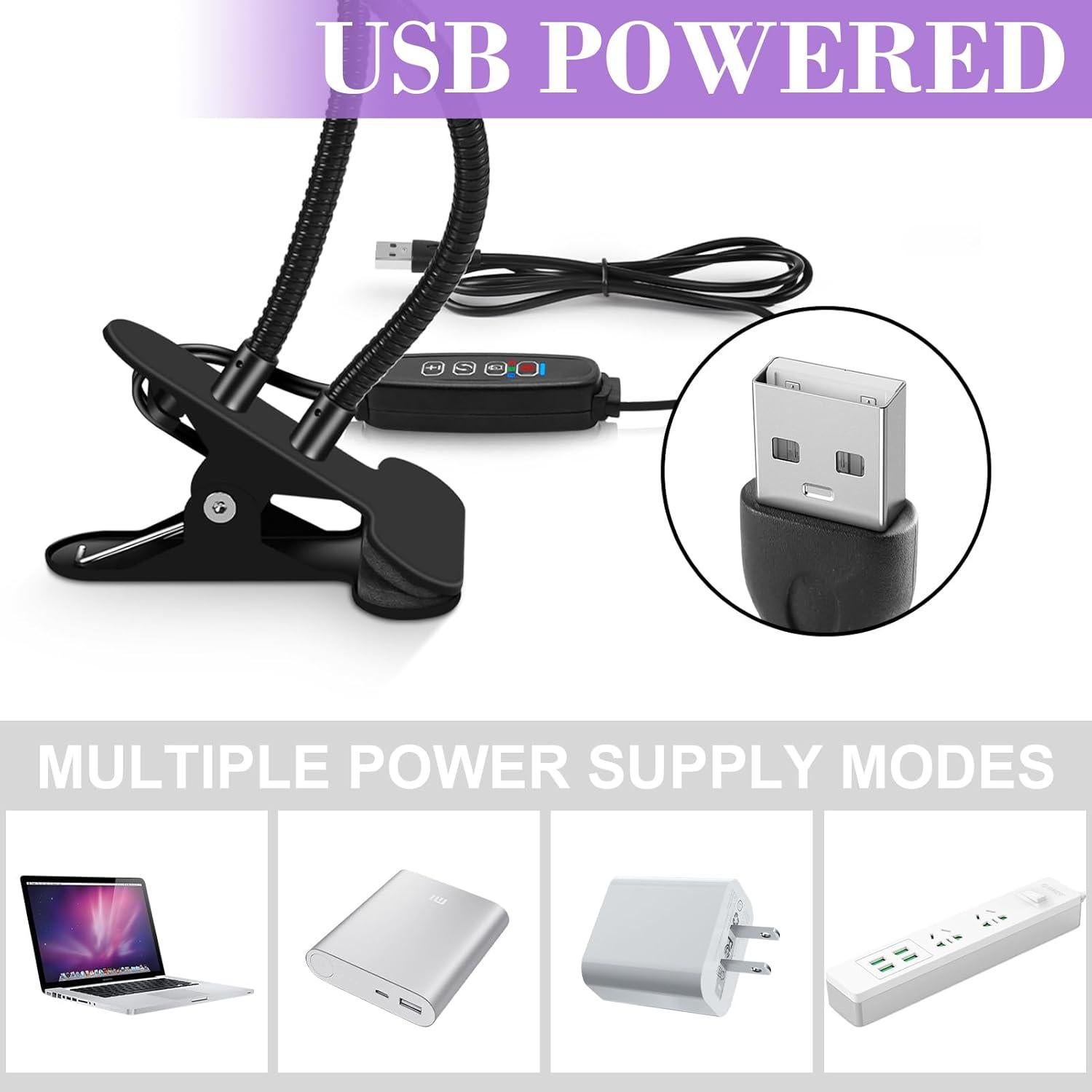Lámpara LED UV Doble Cabeza USB 10W 395-405nm para Resina