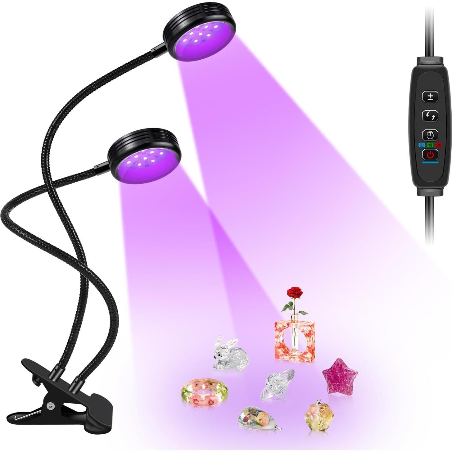 Lámpara LED UV Doble Cabeza USB 10W 395-405nm para Resina